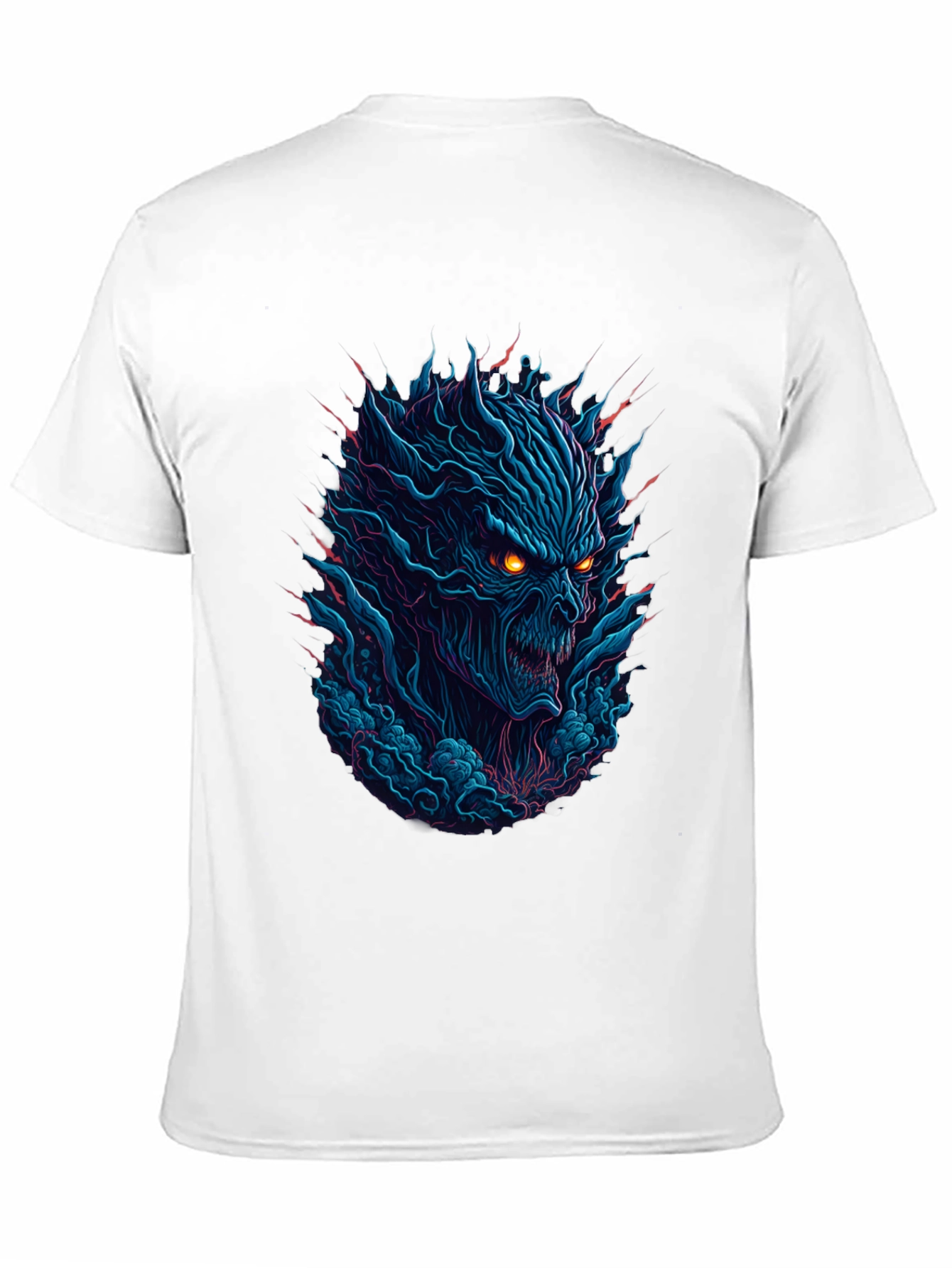 Mens Black T-Shirt with Fiery Monster Graphic