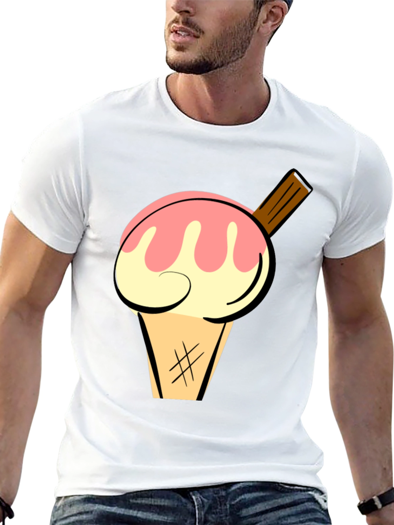 Ice Cream Graphic Tee - Stylish Black Cotton T-Shirt