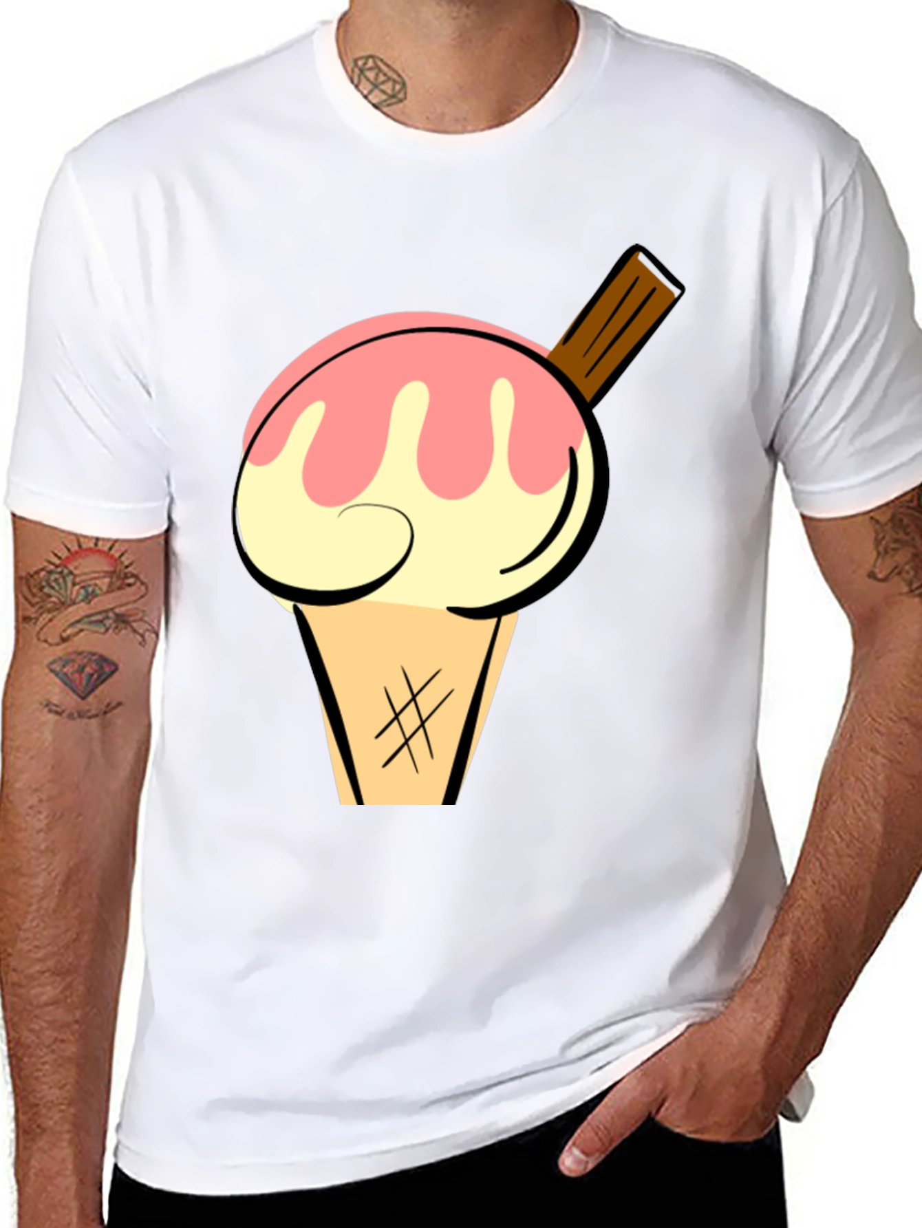 Ice Cream Graphic Tee - Stylish Black Cotton T-Shirt