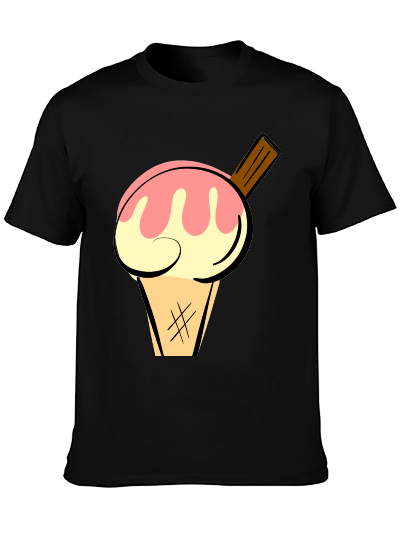 Ice Cream Graphic Tee - Stylish Black Cotton T-Shirt