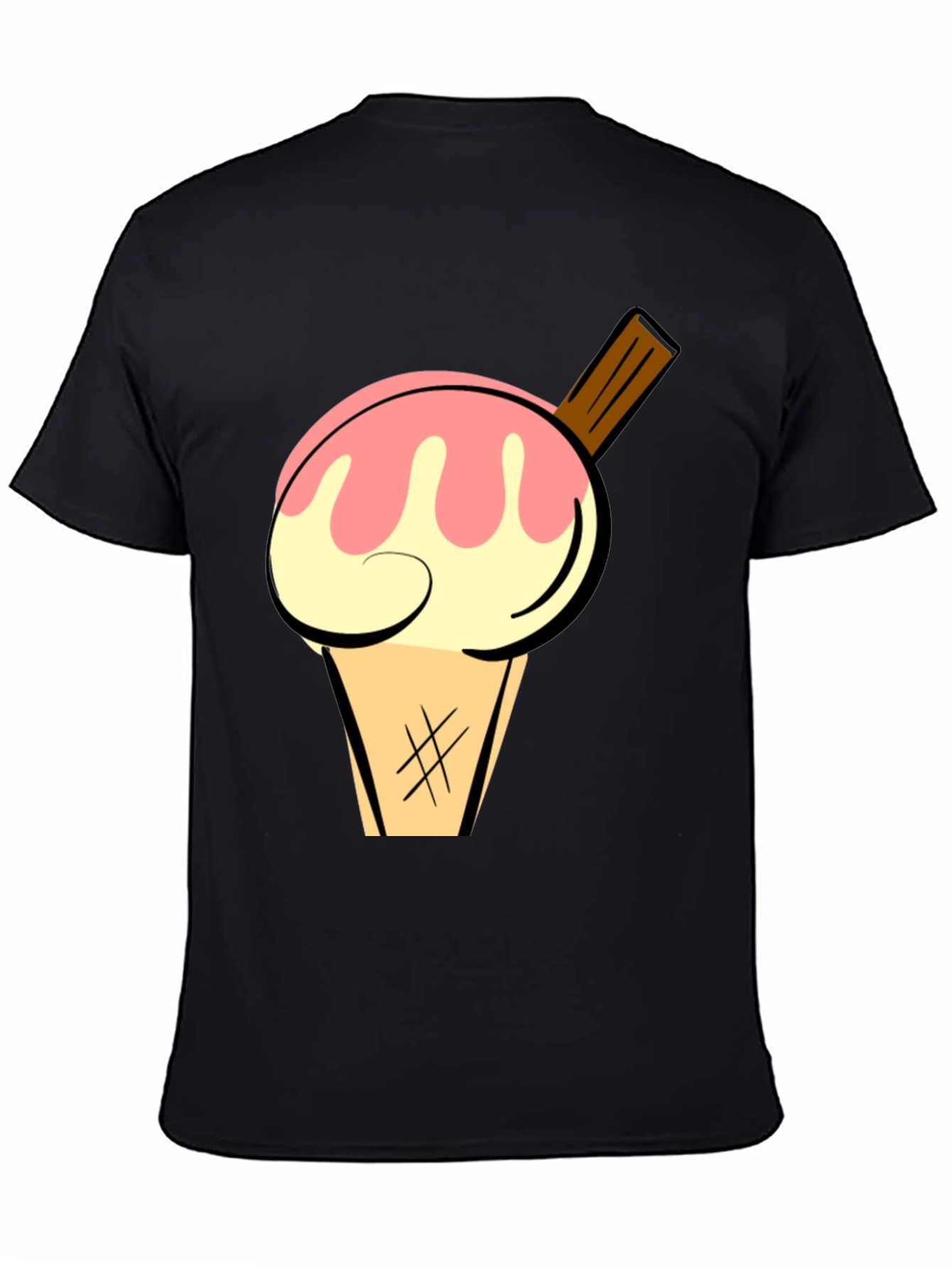 Ice Cream Graphic Tee - Stylish Black Cotton T-Shirt