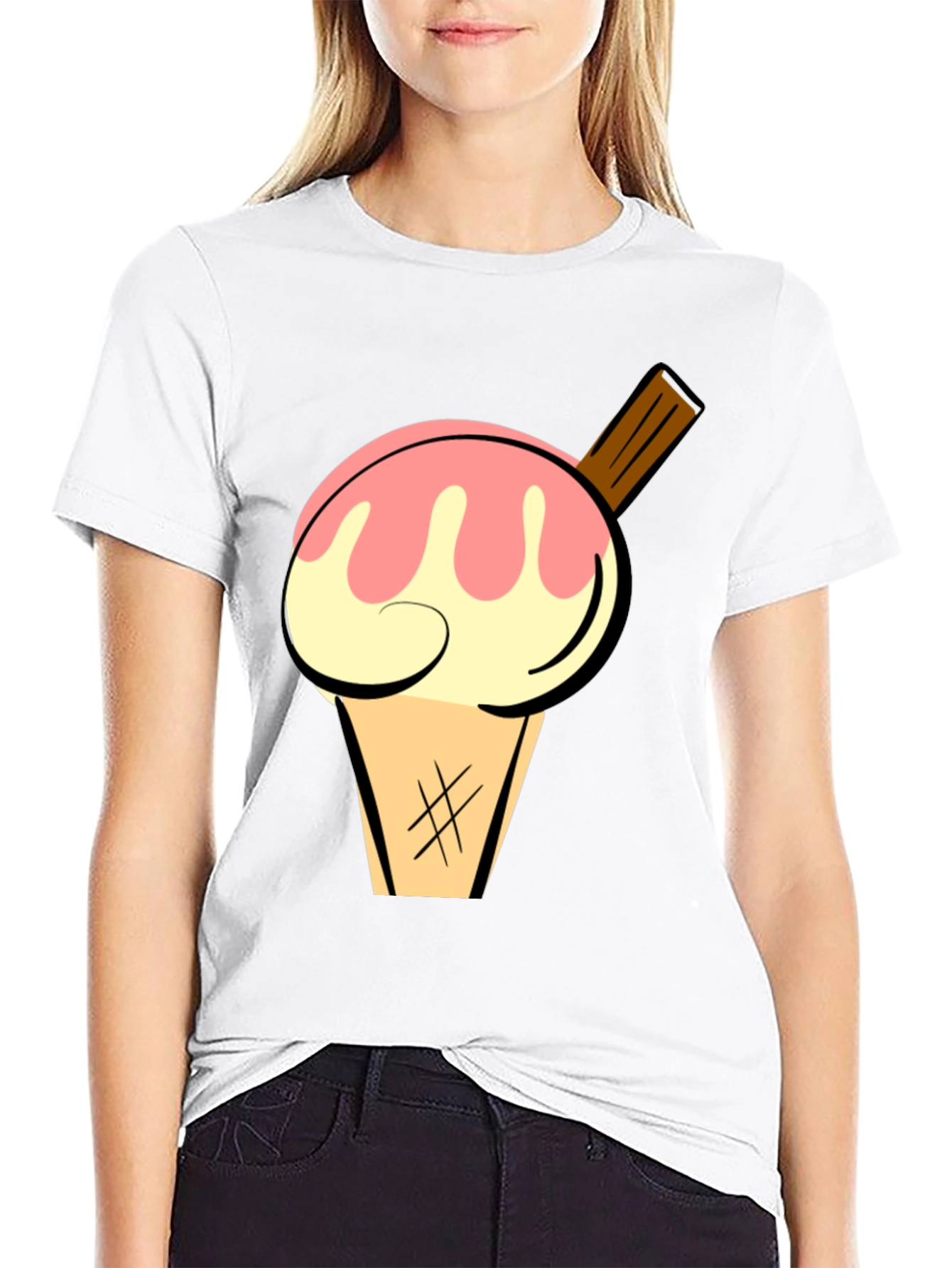 Ice Cream Graphic Tee - Stylish Black Cotton T-Shirt