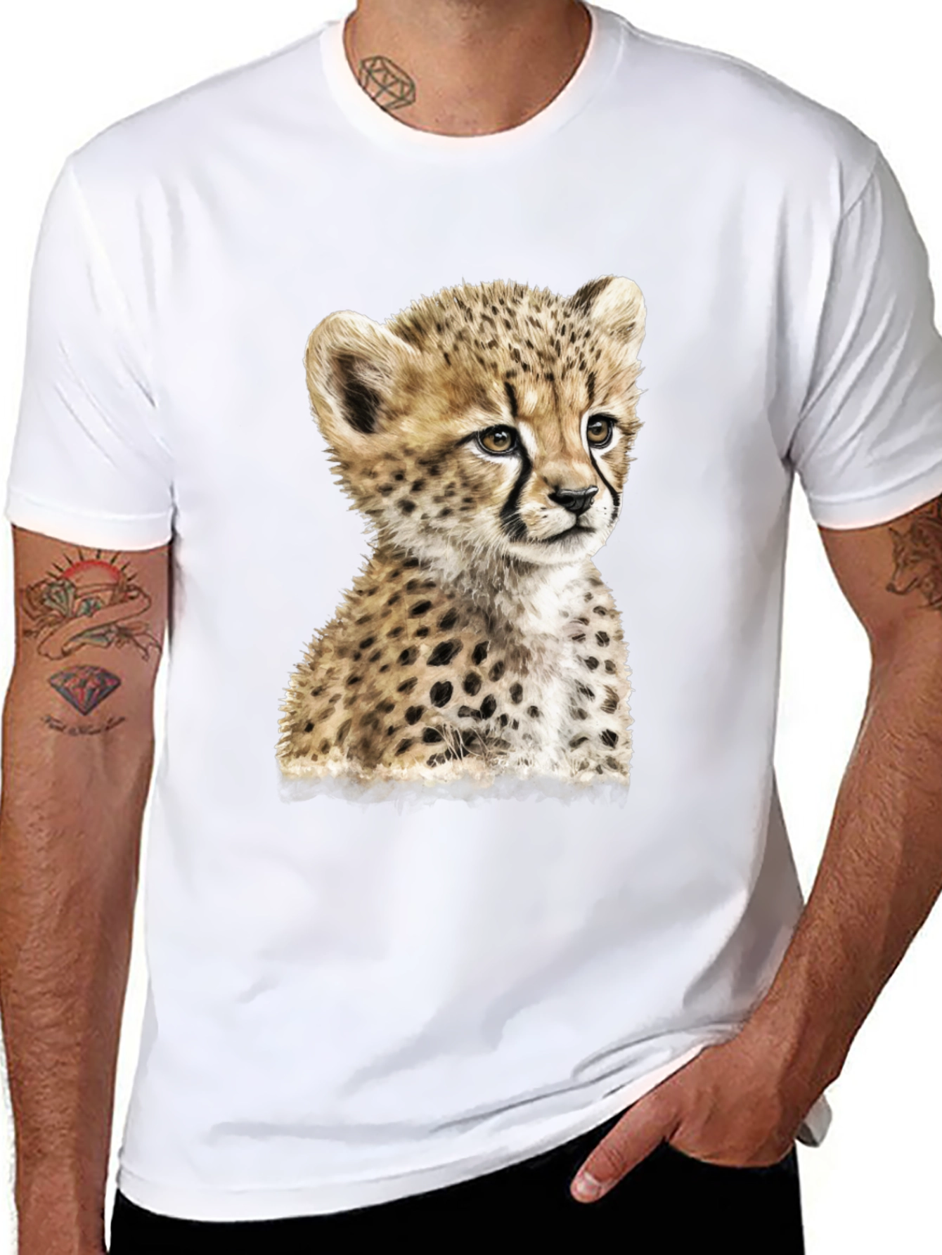 Cheetah Cub Graphic Black T-Shirt