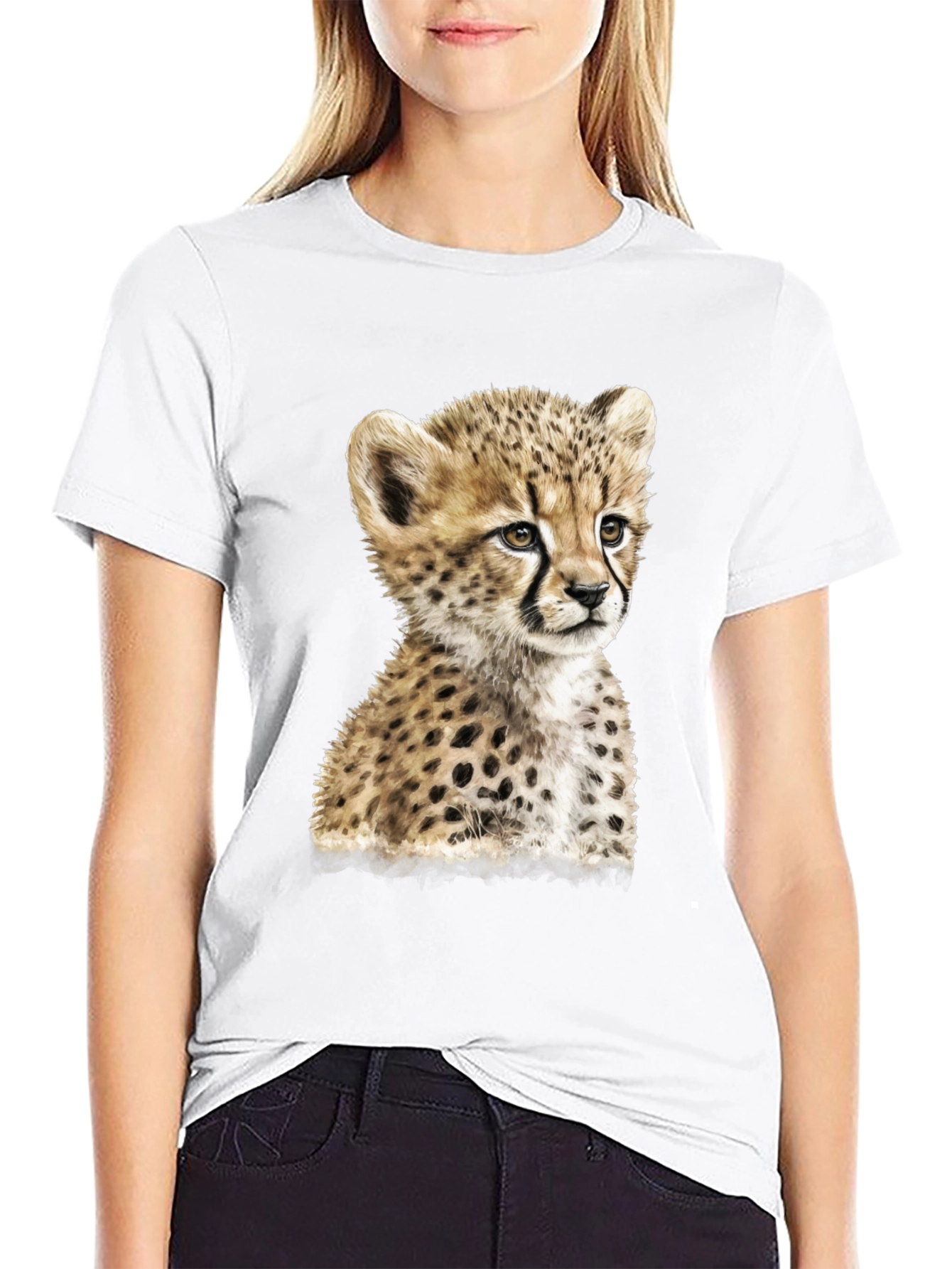 Cheetah Cub Graphic Black T-Shirt