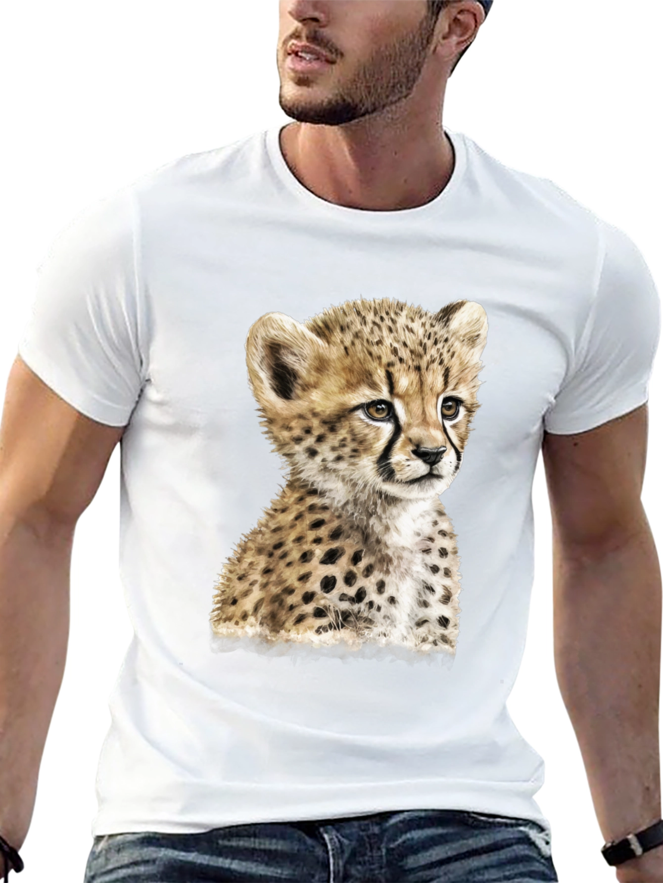 Cheetah Cub Graphic Black T-Shirt
