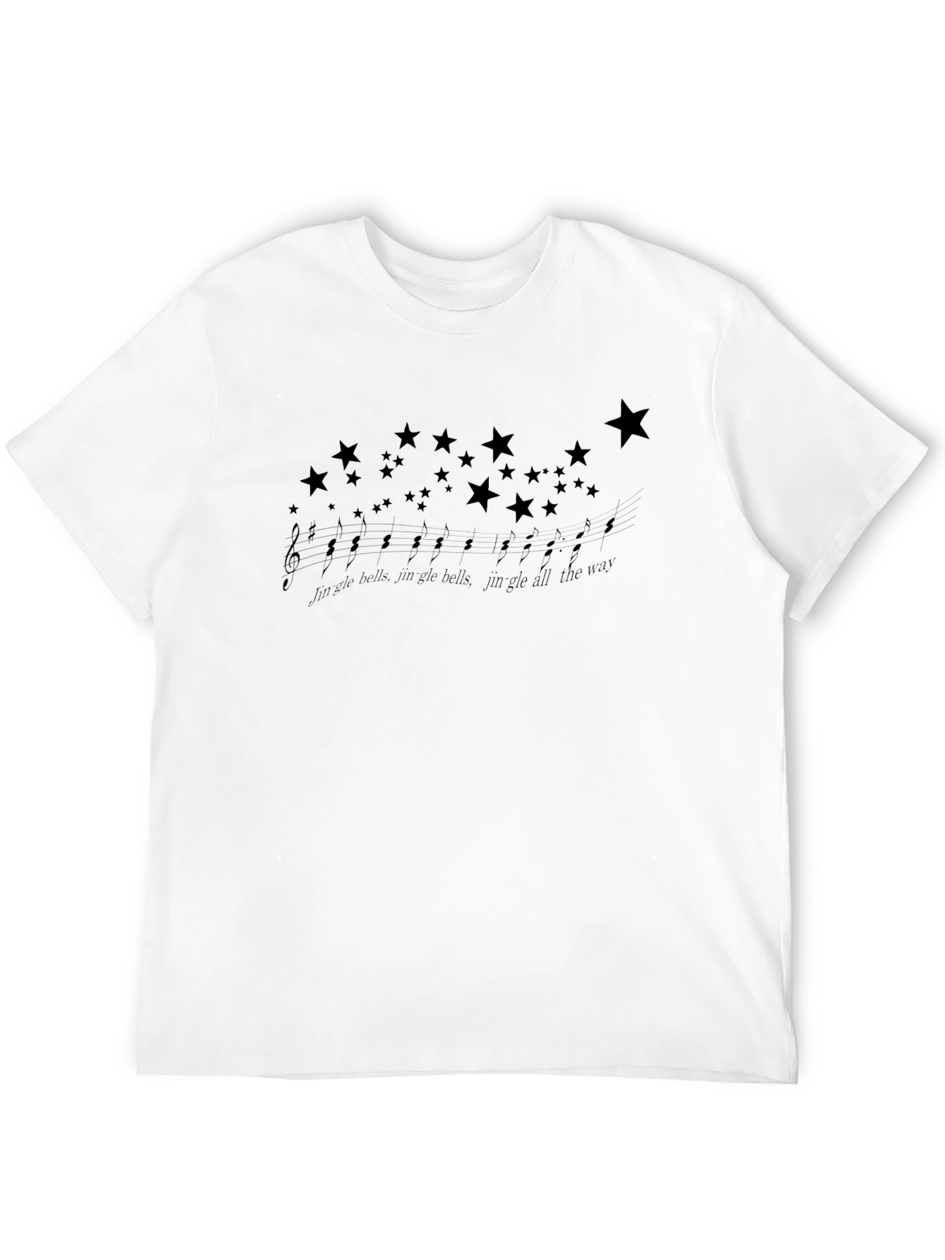 Jingle Bells Music & Stars Black T-Shirt
