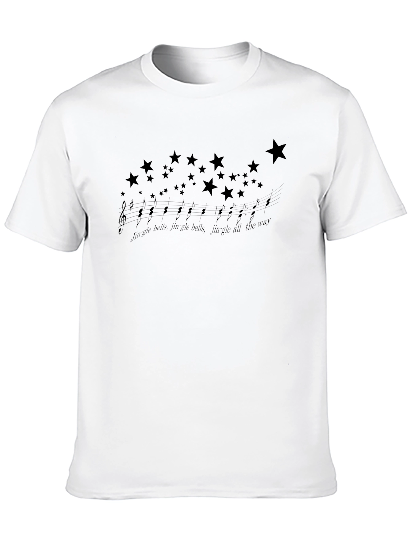 Jingle Bells Music & Stars Black T-Shirt