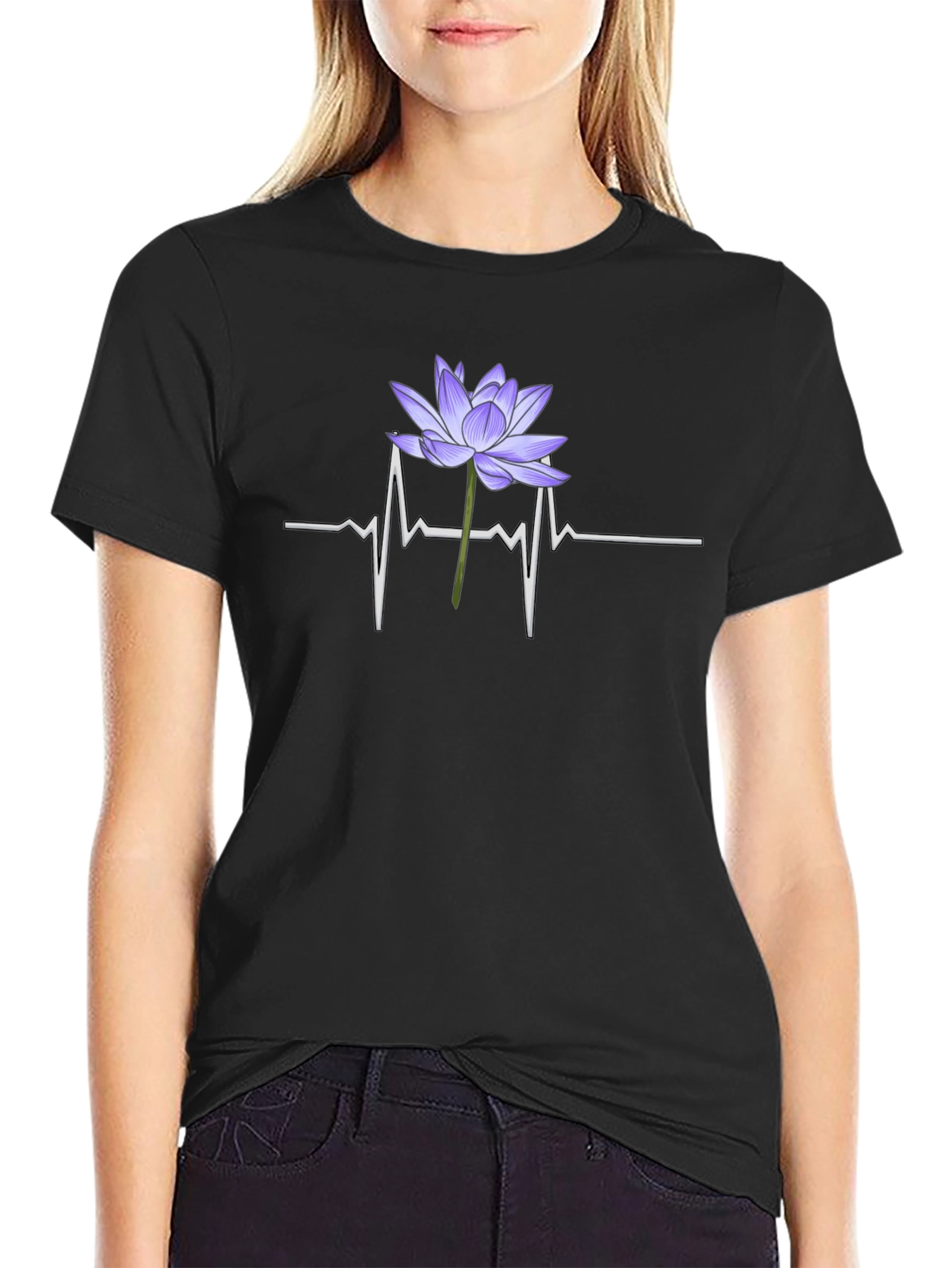Lotus Heartbeat Graphic Tee - Black