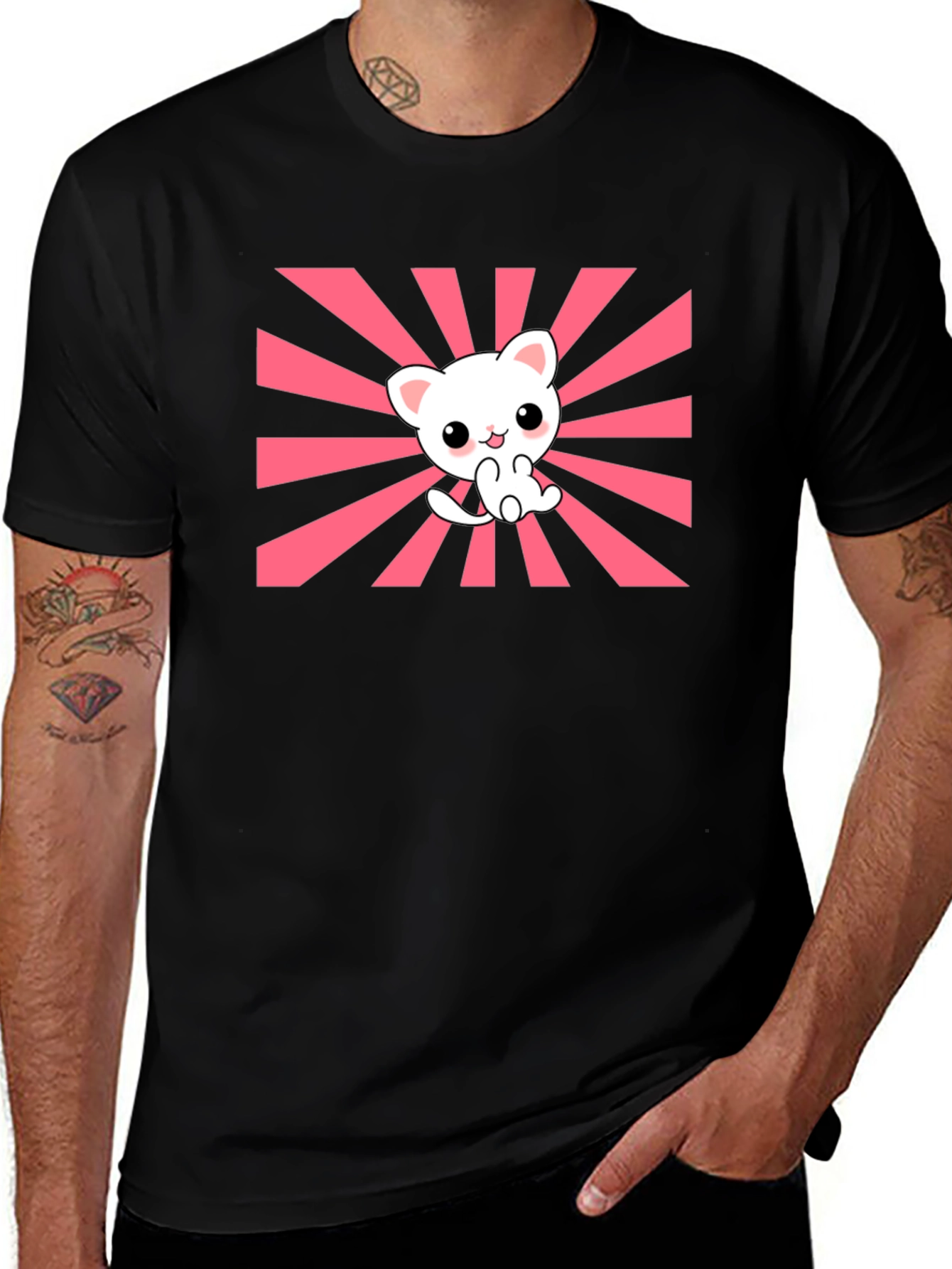 Kawaii Rising Sun Cat T-Shirt