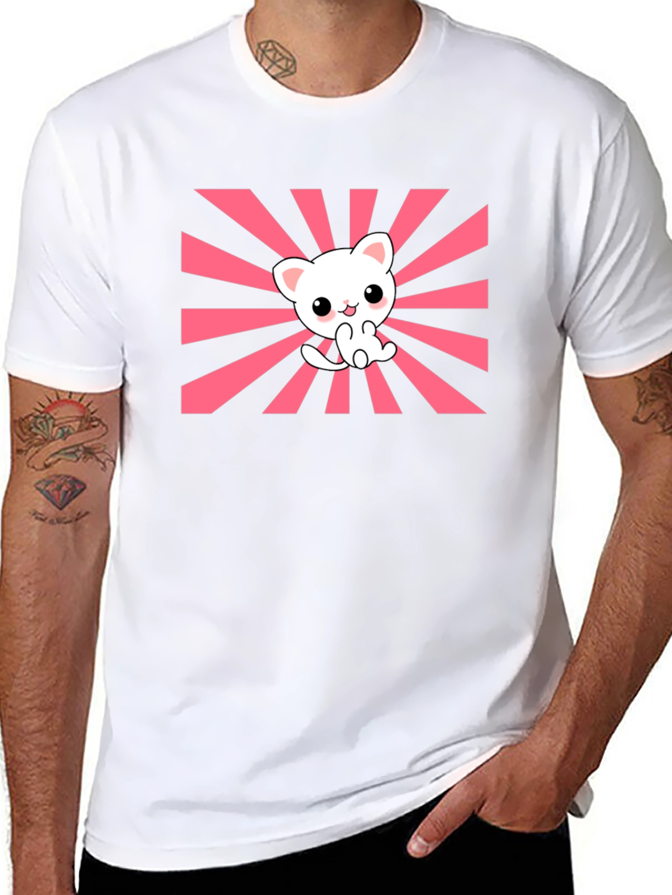 Kawaii Rising Sun Cat T-Shirt