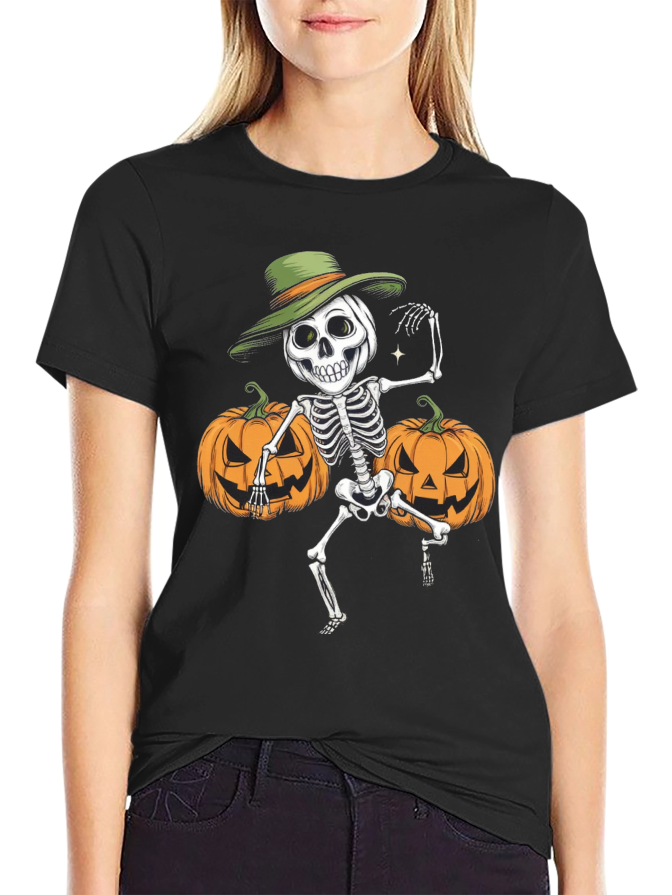 Halloween Skeleton Pumpkin T-Shirt