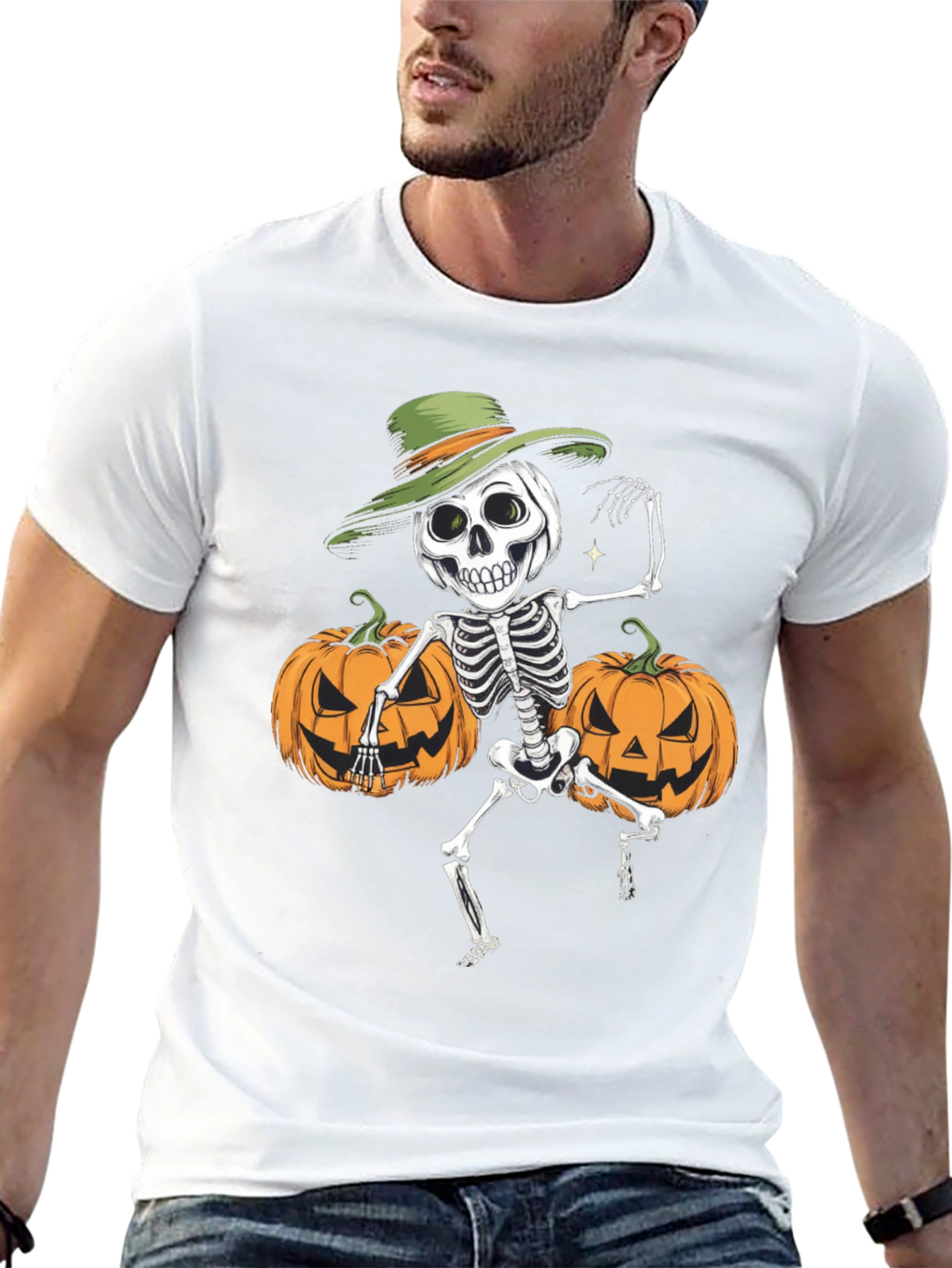 Halloween Skeleton Pumpkin T-Shirt