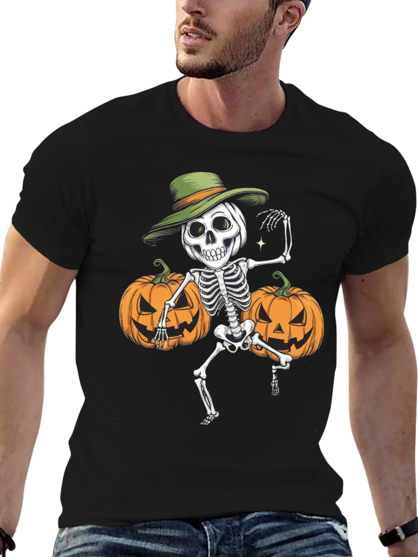 Halloween Skeleton Pumpkin T-Shirt