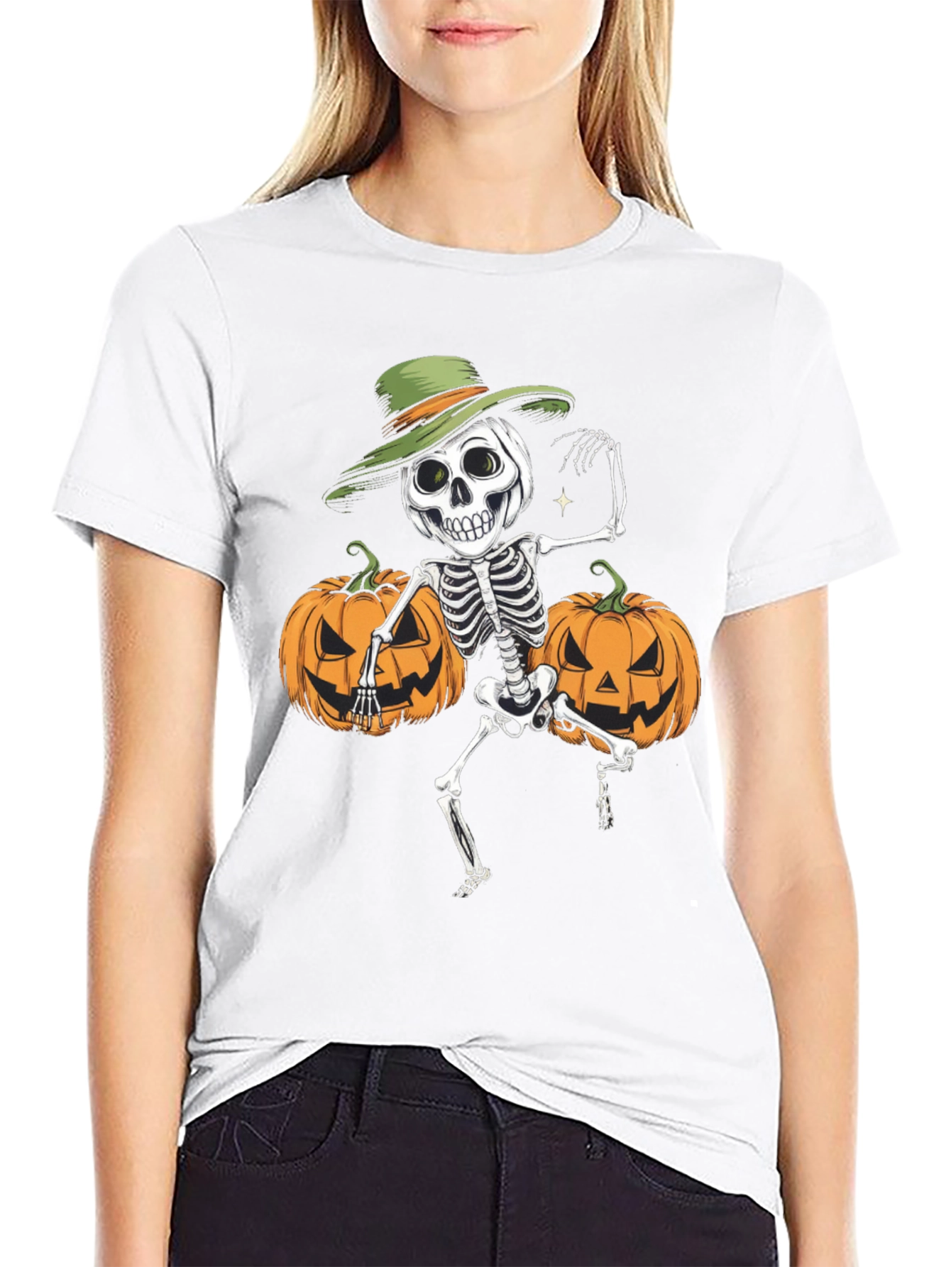 Halloween Skeleton Pumpkin T-Shirt