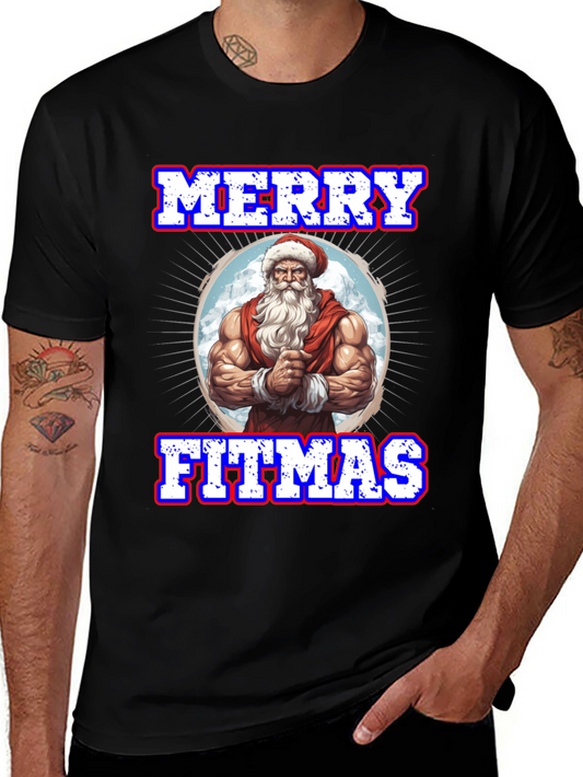 Merry Fitmas Santa Graphic T-Shirt