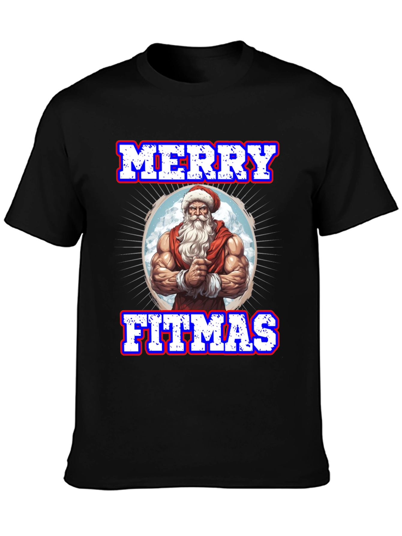 Merry Fitmas Santa Graphic T-Shirt