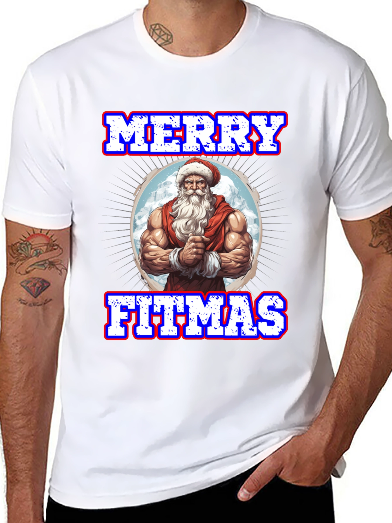 Merry Fitmas Santa Graphic T-Shirt