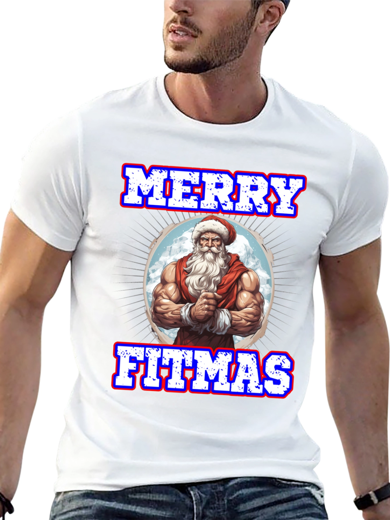 Merry Fitmas Santa Graphic T-Shirt