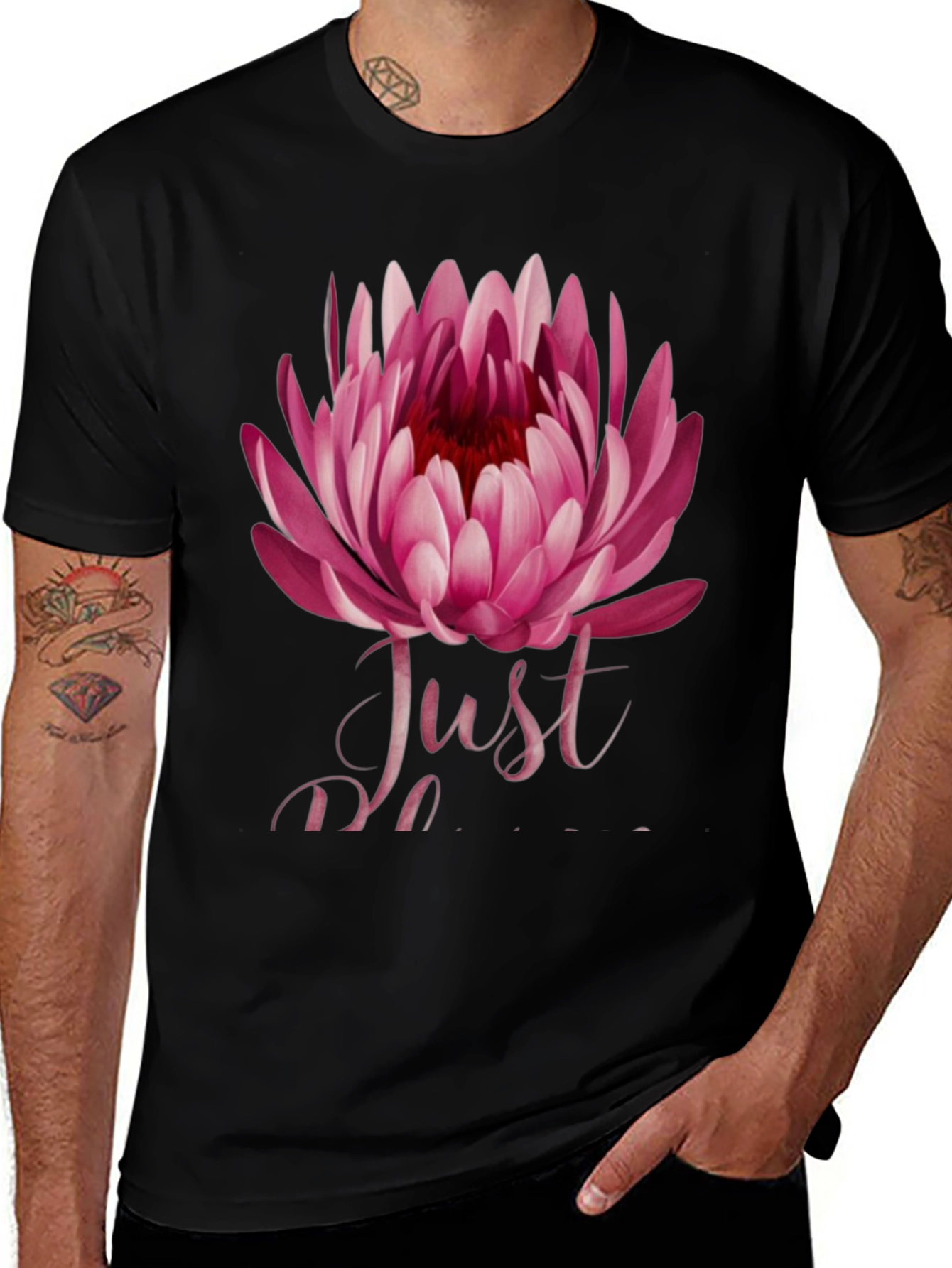 Floral Just Do It Mens Black T-Shirt