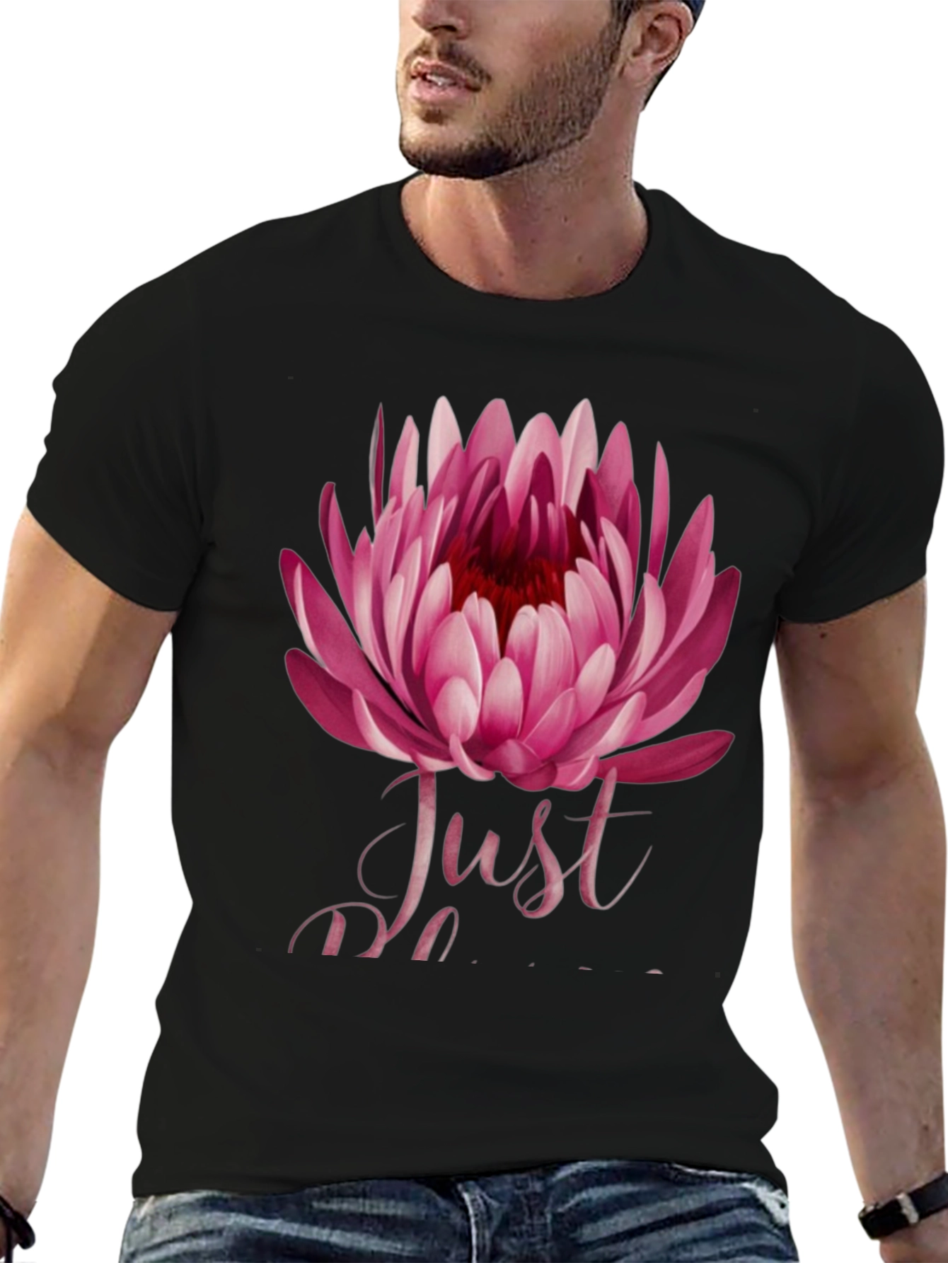 Floral Just Do It Mens Black T-Shirt
