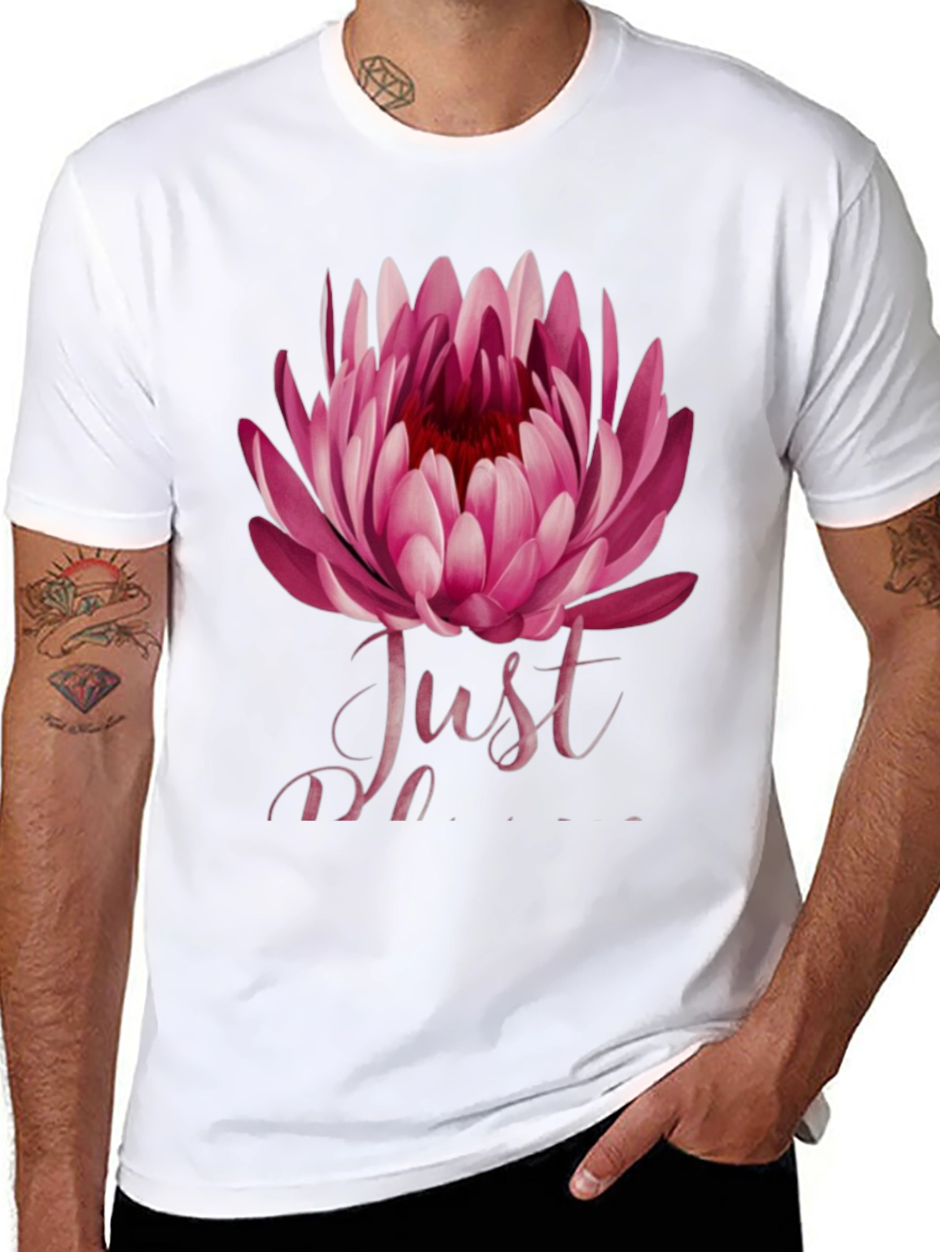 Floral Just Do It Mens Black T-Shirt