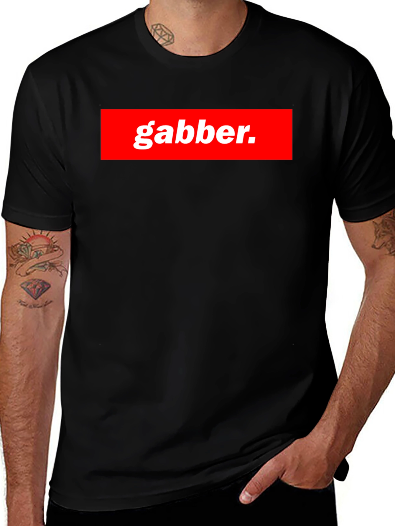 Gabber T-Shirt - Bold Red & White Statement Tee