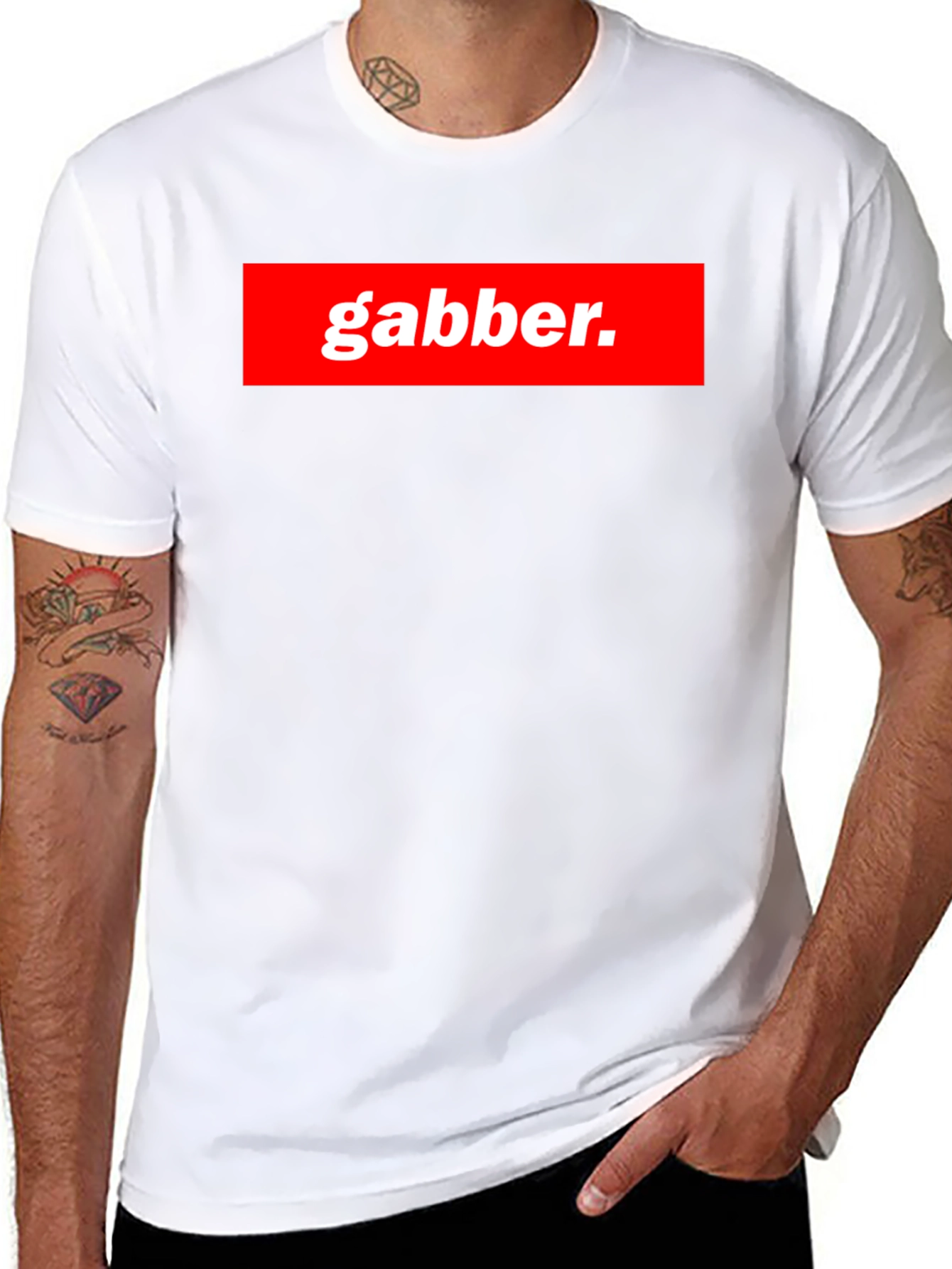 Gabber T-Shirt - Bold Red & White Statement Tee