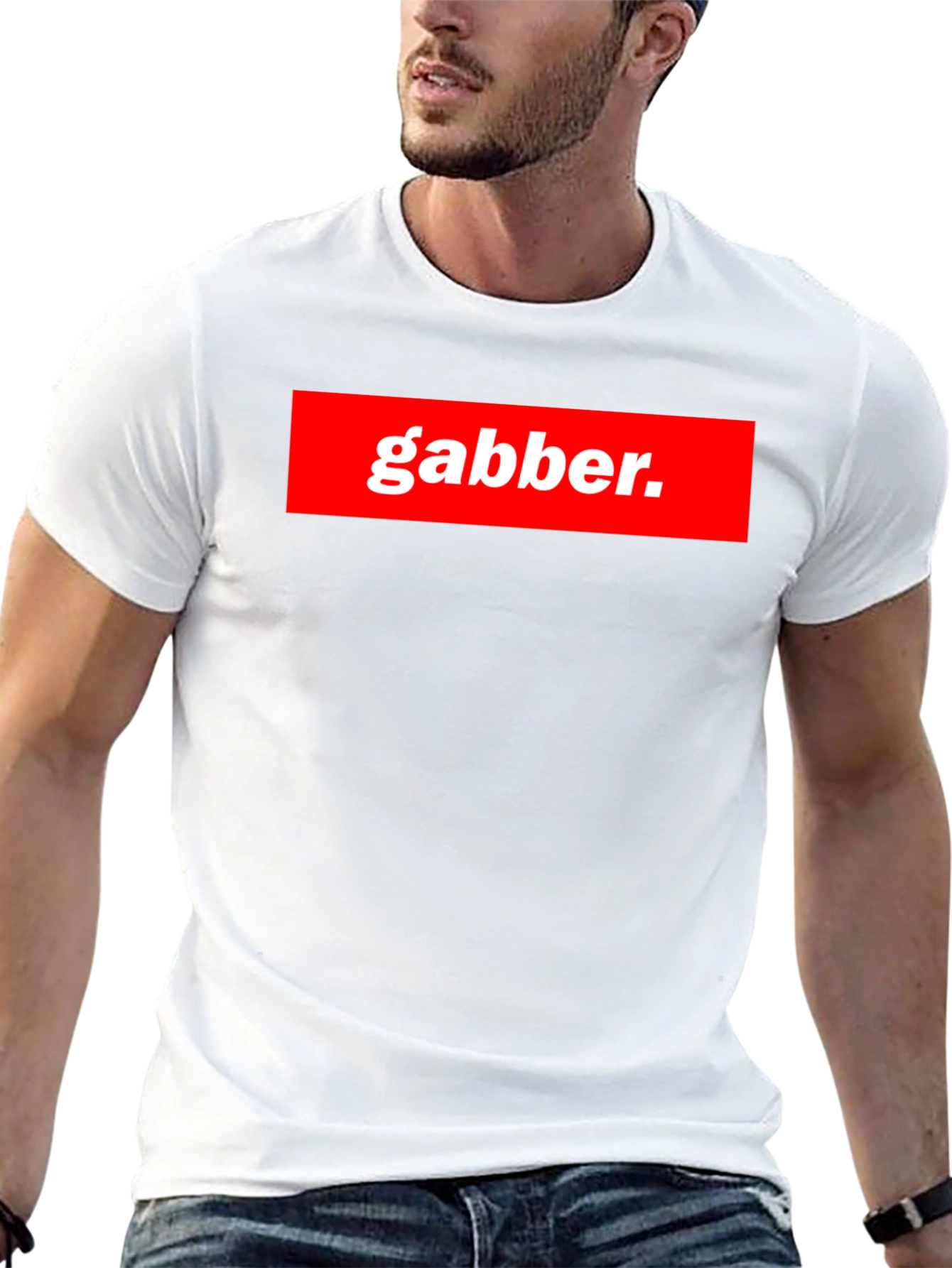 Gabber T-Shirt - Bold Red & White Statement Tee