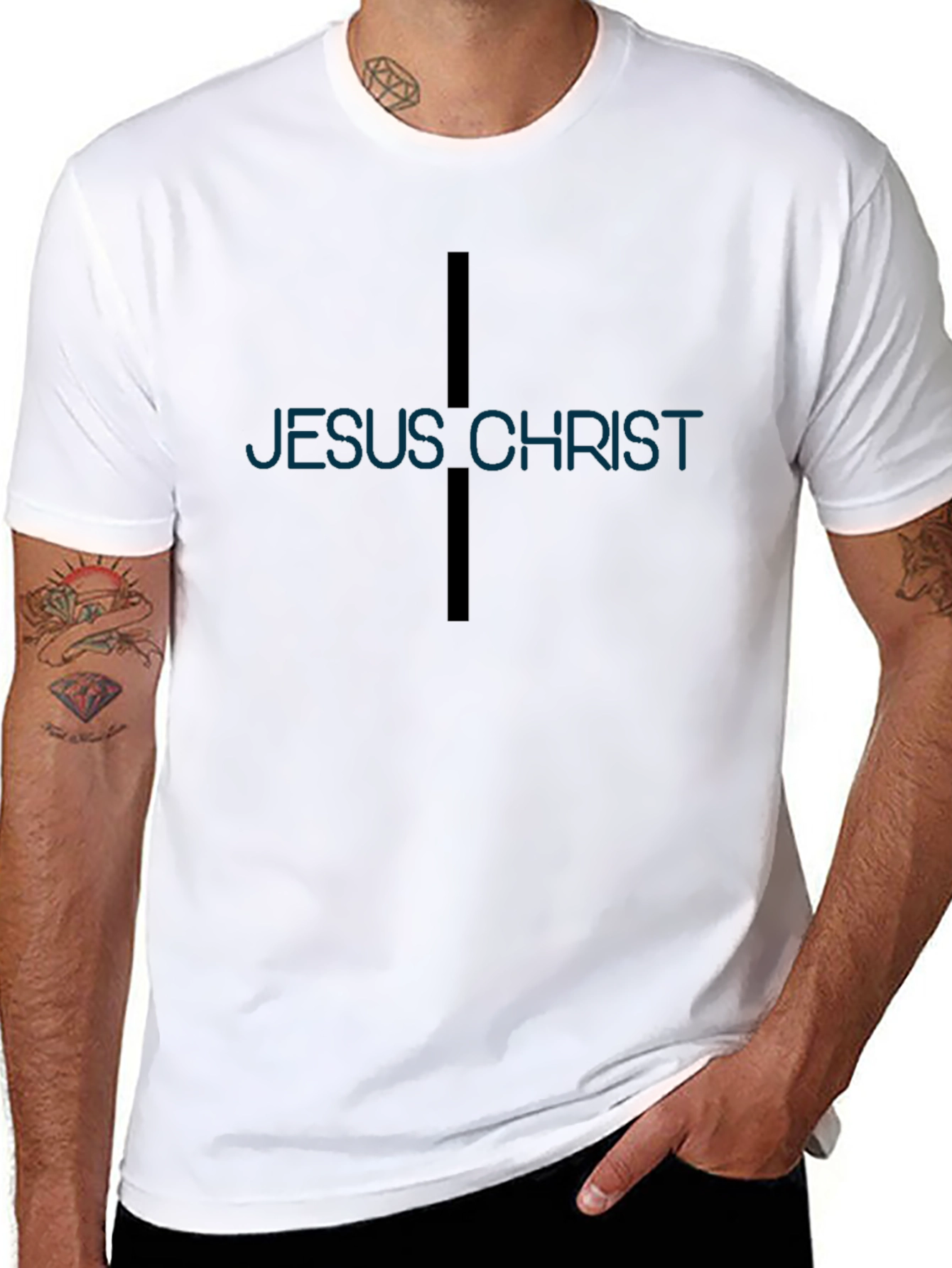 Jesus Christ Cross Graphic T-Shirt - Religious Apparel