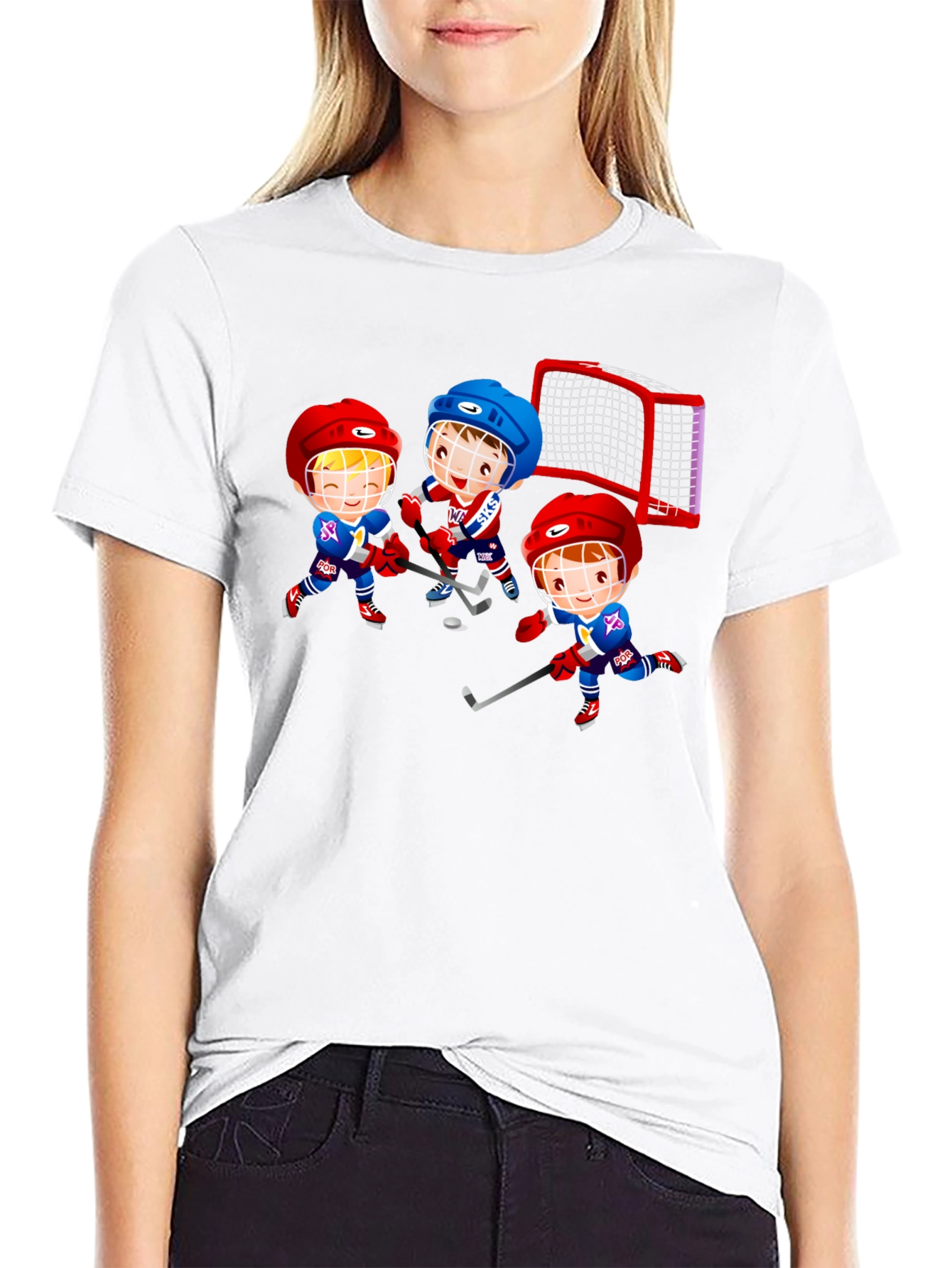Hockey Cartoon Graphic T-Shirt - Fun Sports Tee