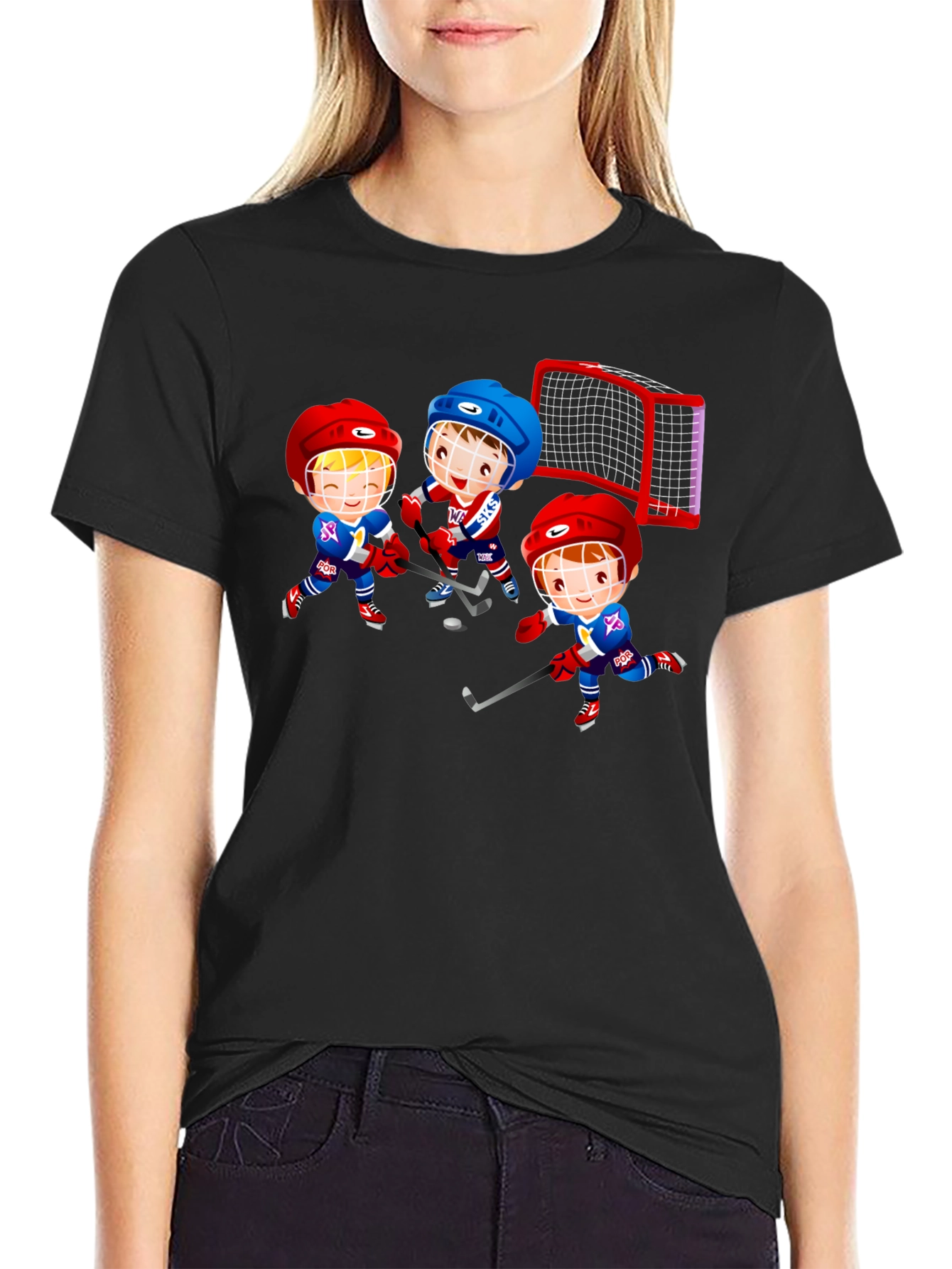 Hockey Cartoon Graphic T-Shirt - Fun Sports Tee