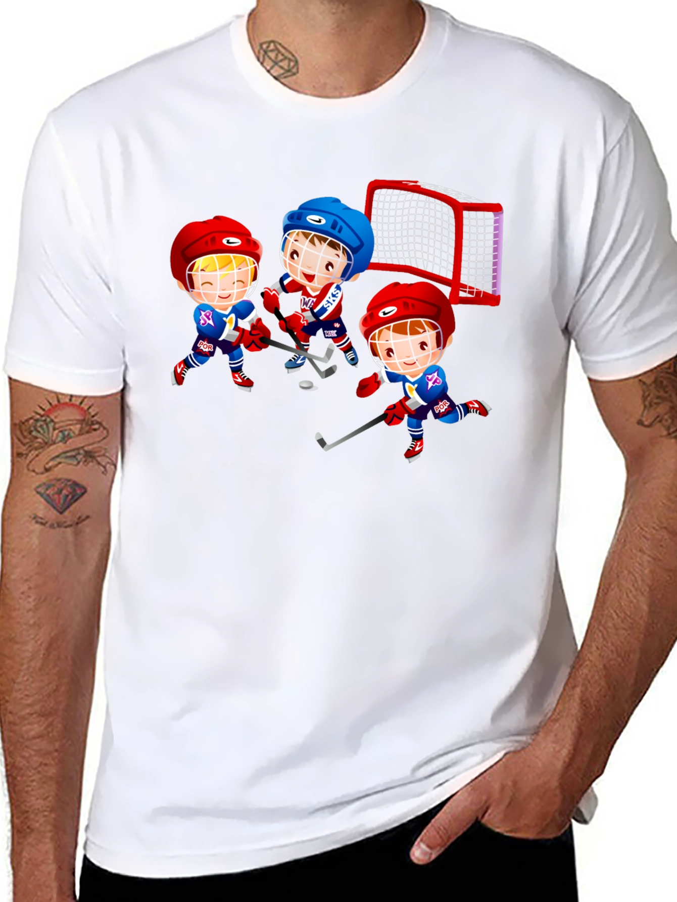 Hockey Cartoon Graphic T-Shirt - Fun Sports Tee