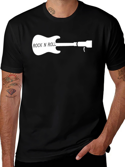 Rock N Roll Guitar Graphic Tee - Black