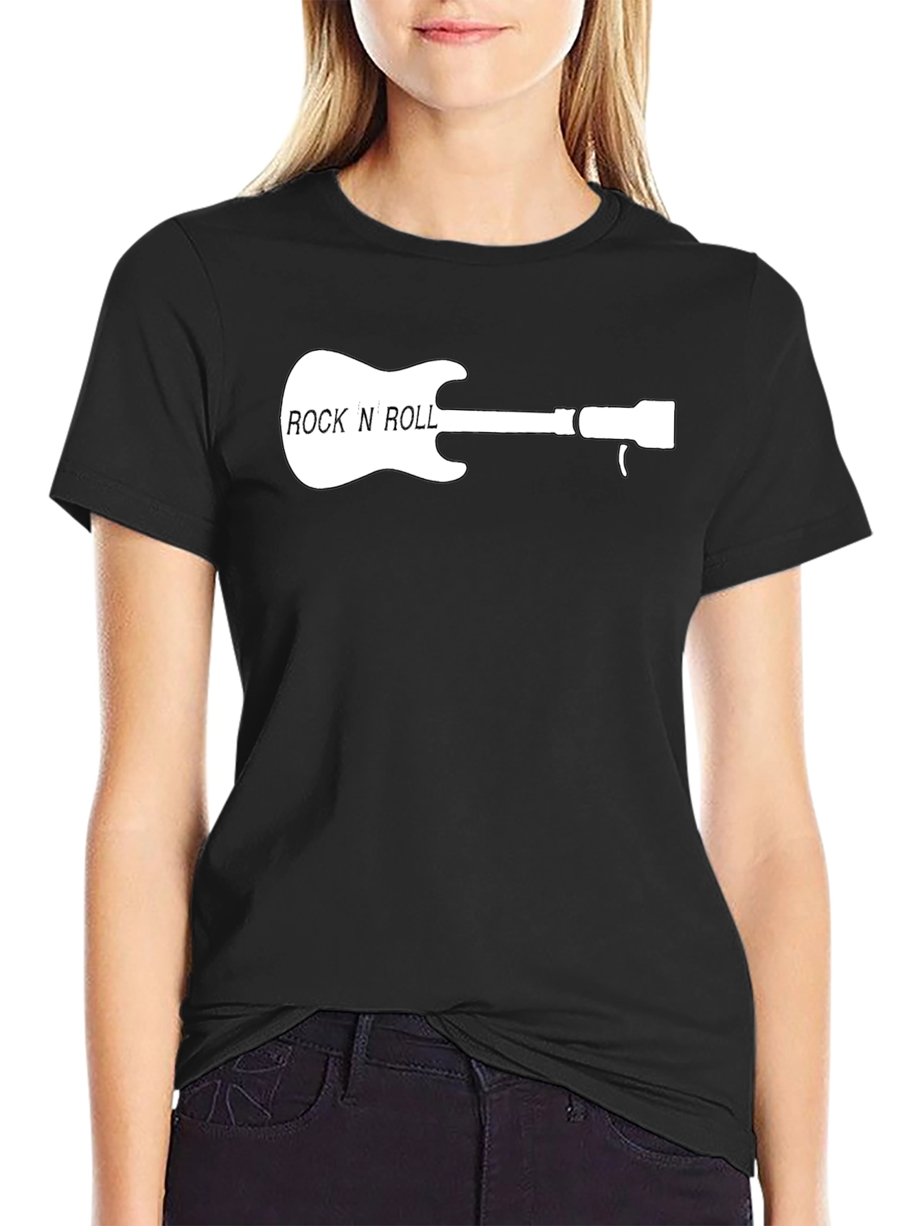 Rock N Roll Guitar Graphic Tee - Black