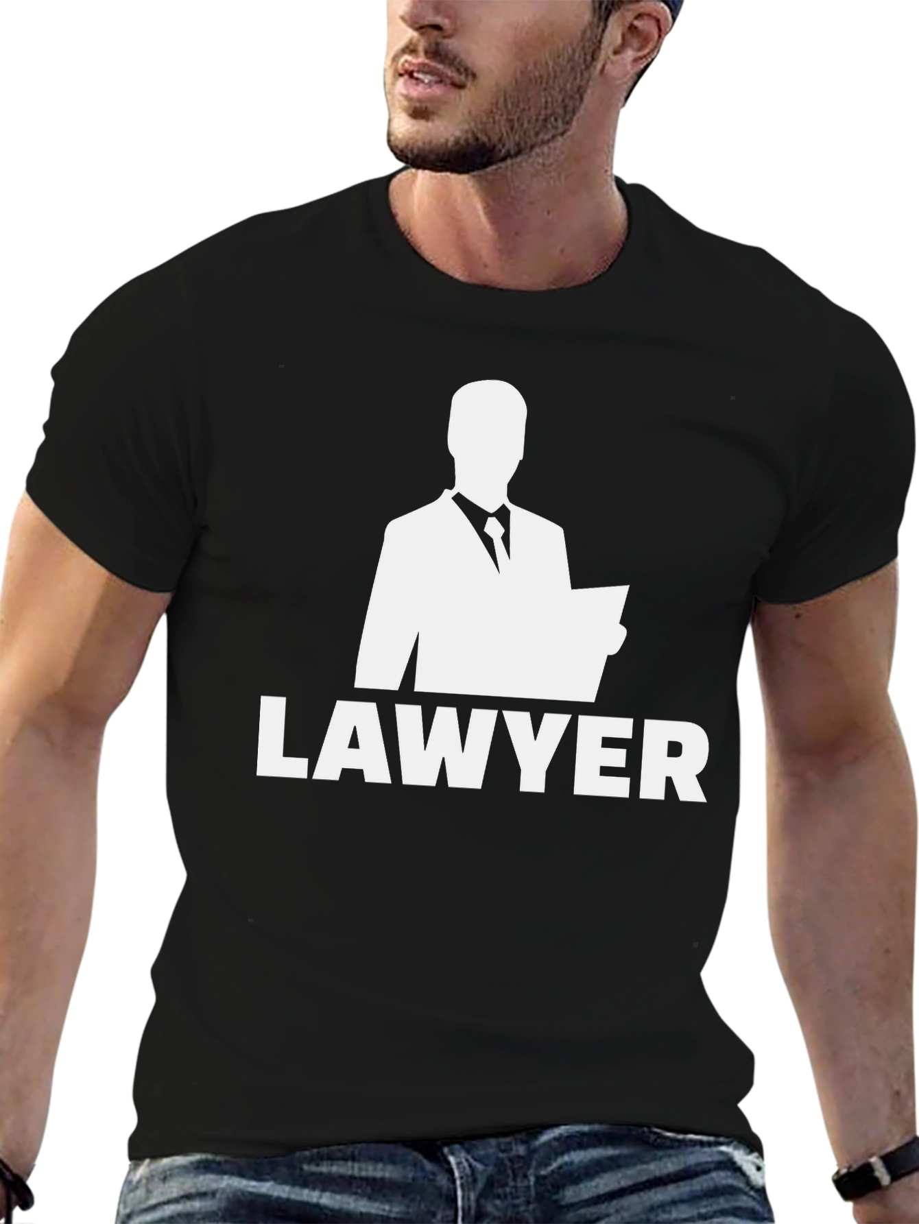 Lawyer Graphic T-Shirt - Black Crew Neck Tee
