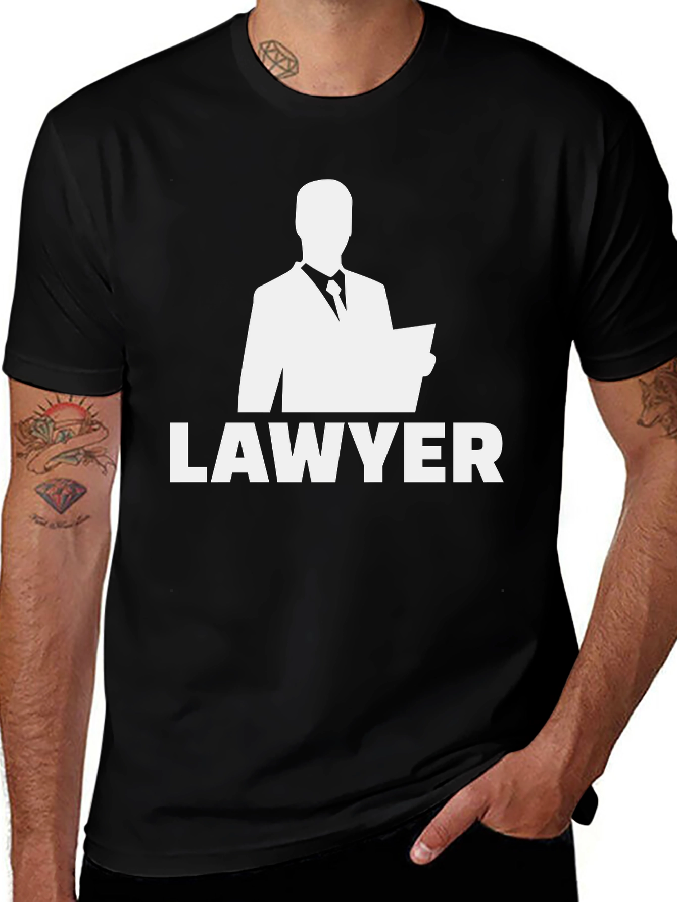 Lawyer Graphic T-Shirt - Black Crew Neck Tee