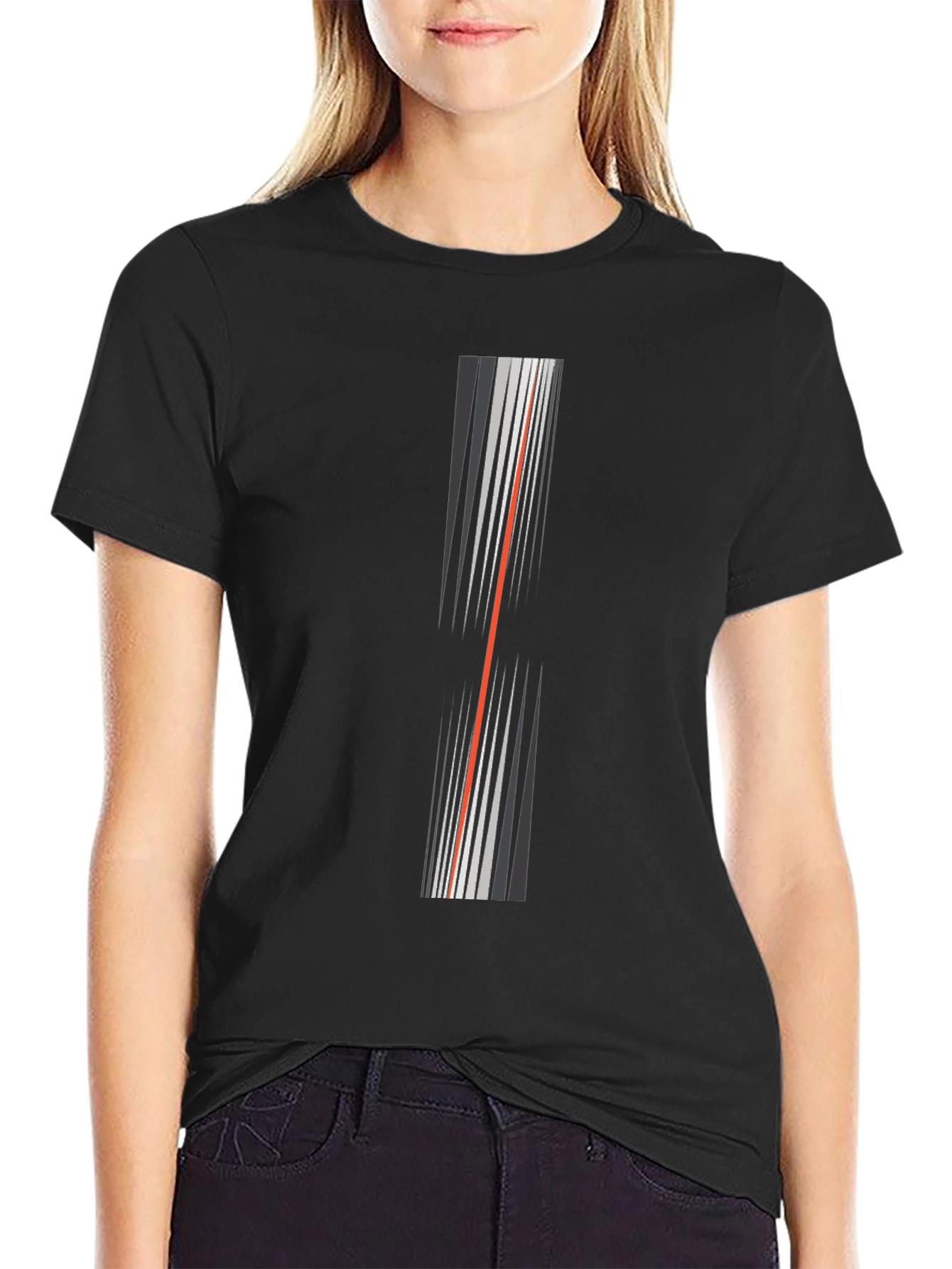 Modern Stripe Graphic Tee - Black
