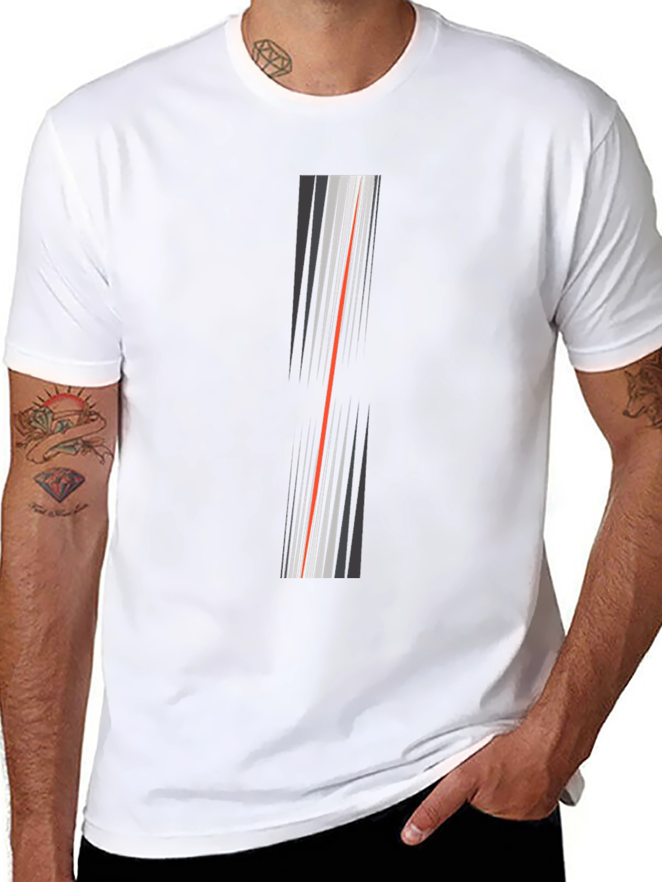 Modern Stripe Graphic Tee - Black