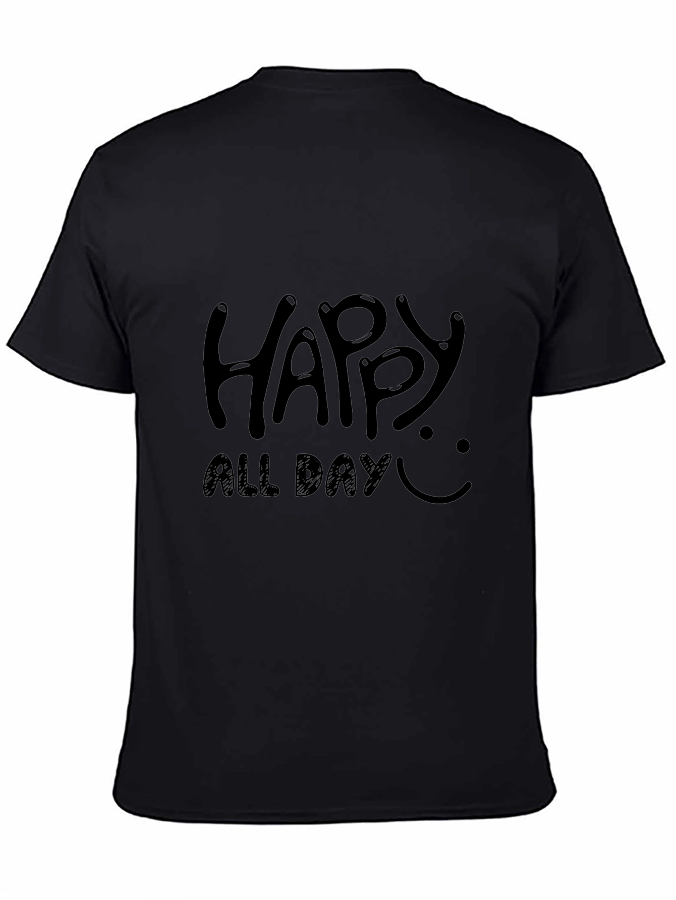 Happy All Day Black Graphic Tee