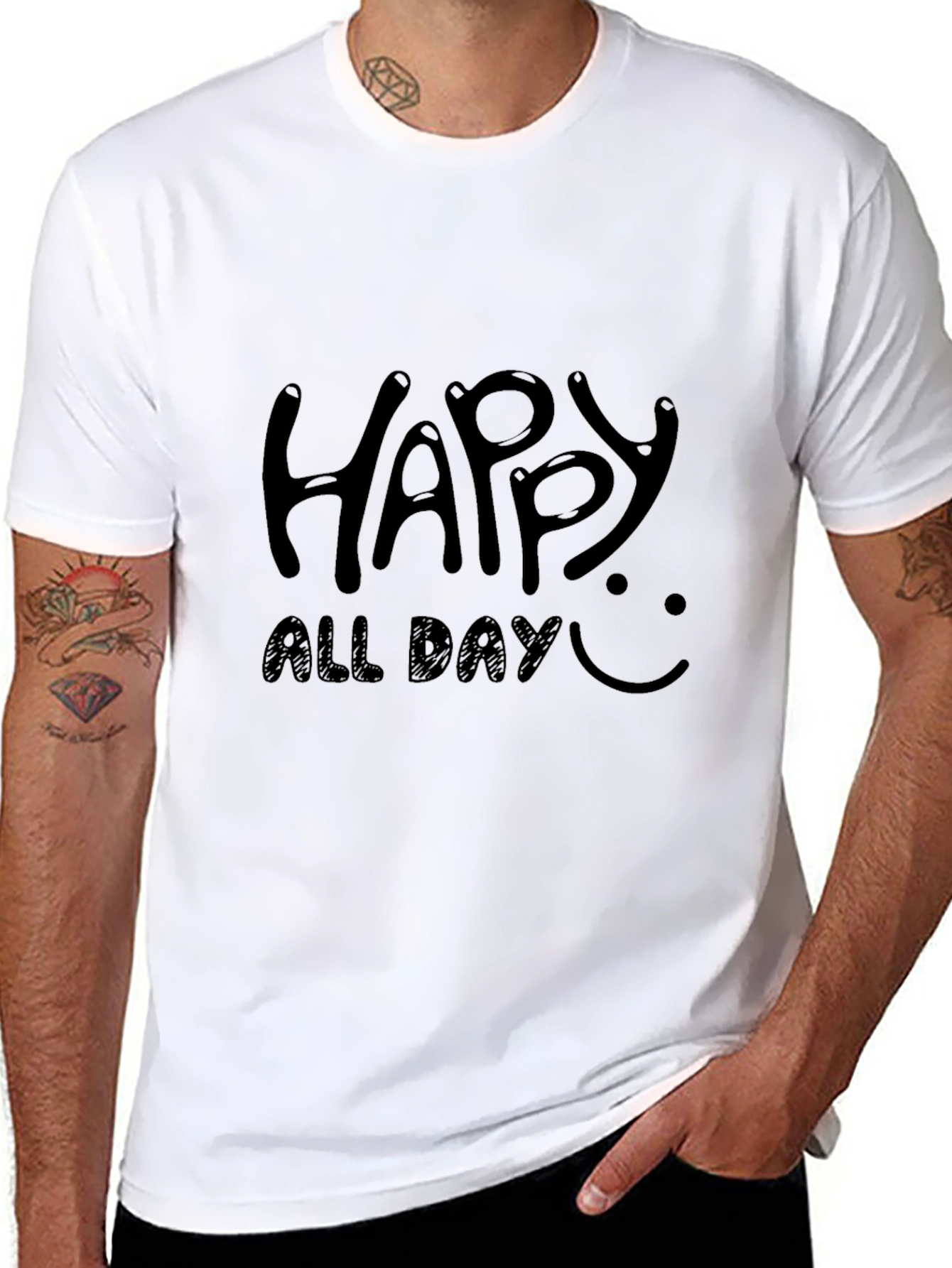 Happy All Day Black Graphic Tee