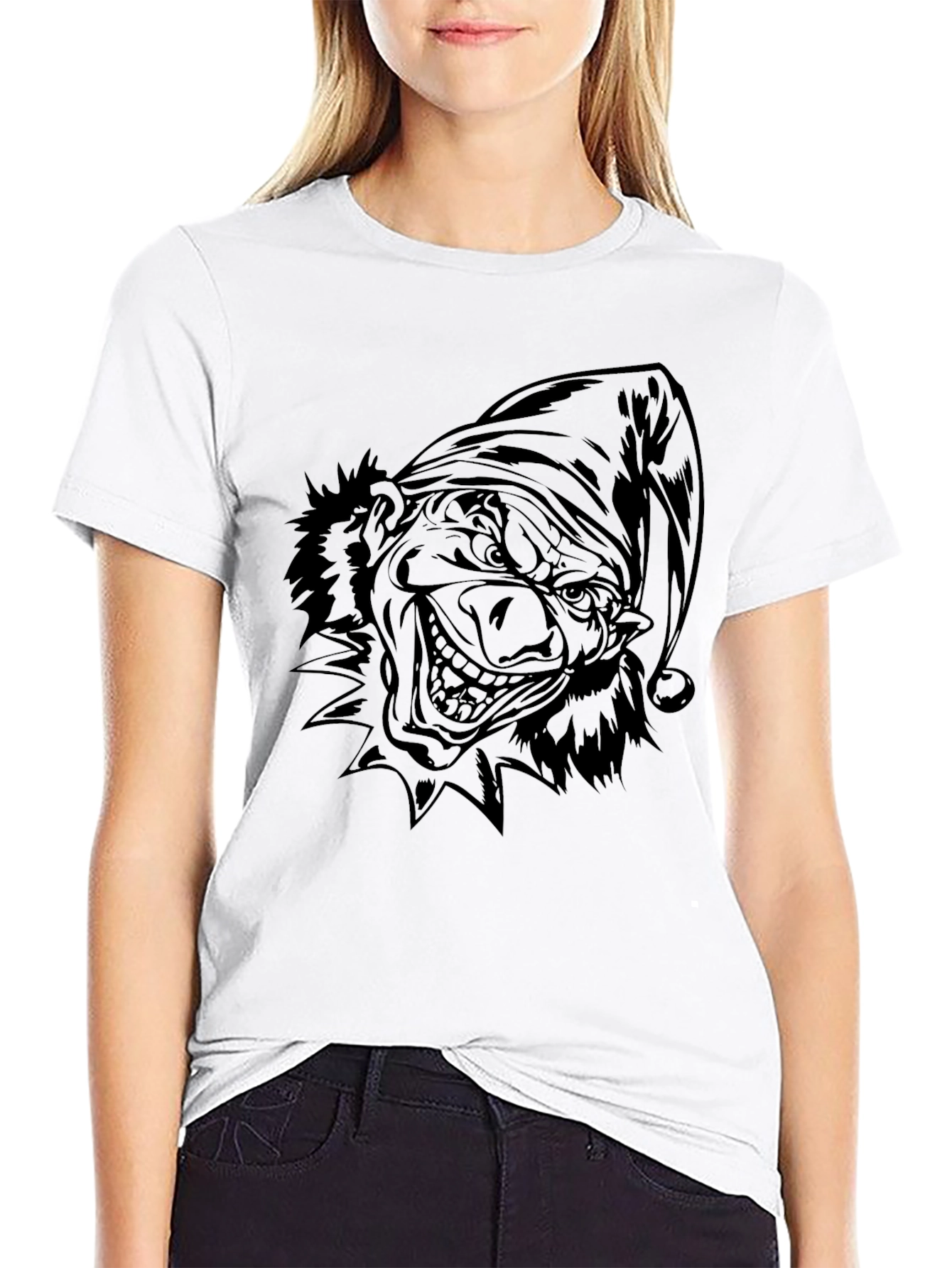 Creepy Clown Graphic Tee - Black Cotton Blend Shirt