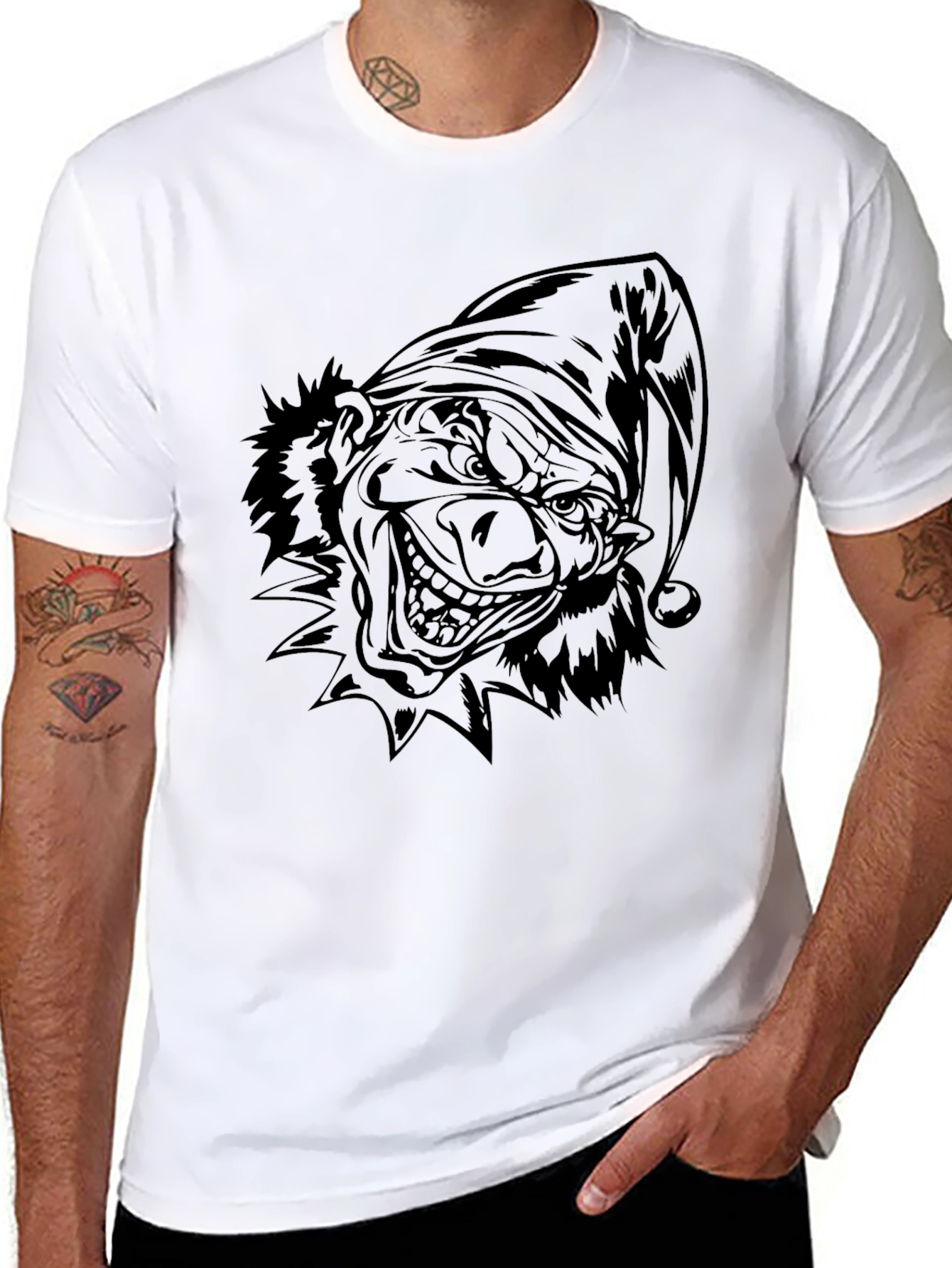 Creepy Clown Graphic Tee - Black Cotton Blend Shirt