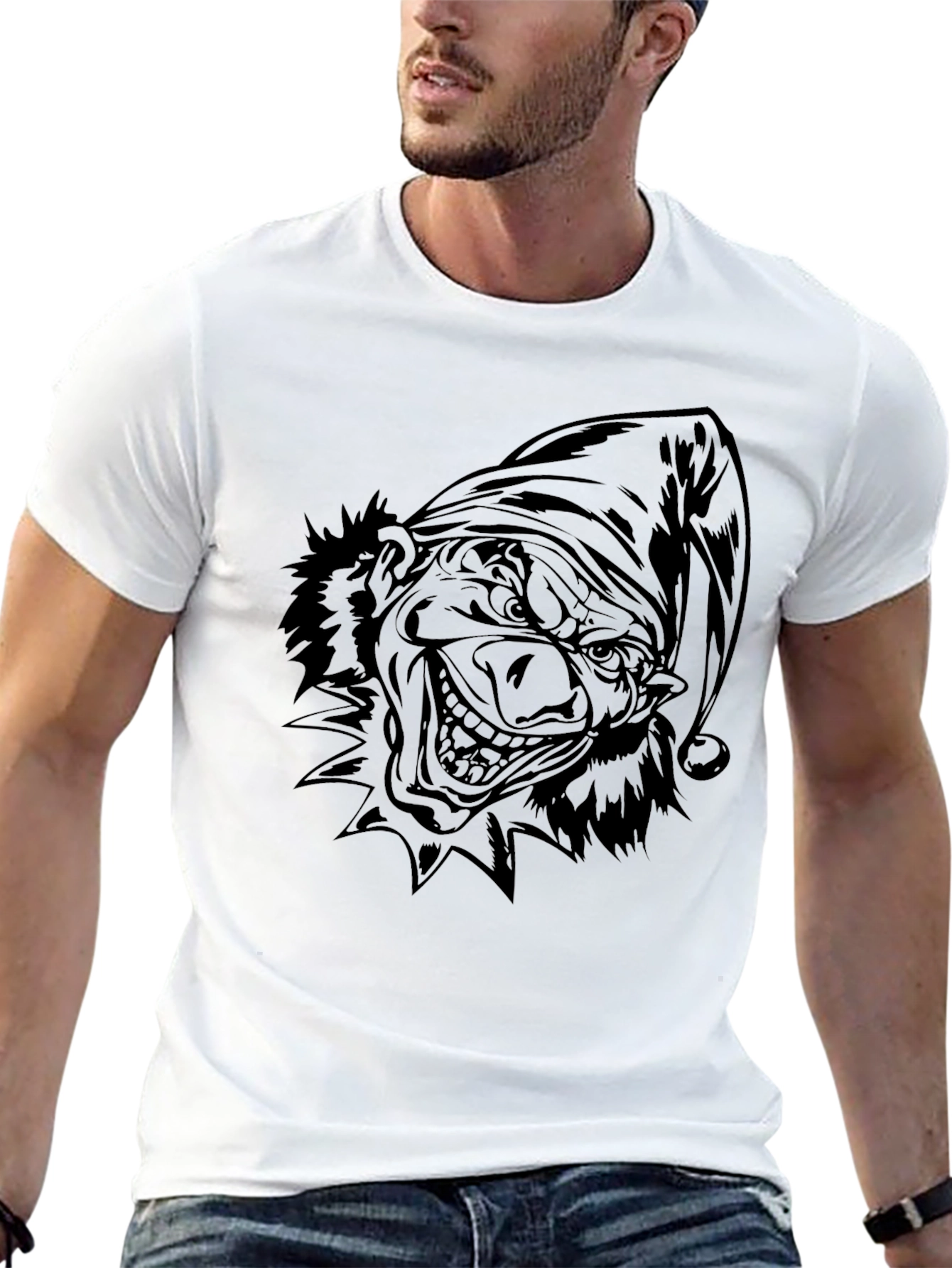 Creepy Clown Graphic Tee - Black Cotton Blend Shirt