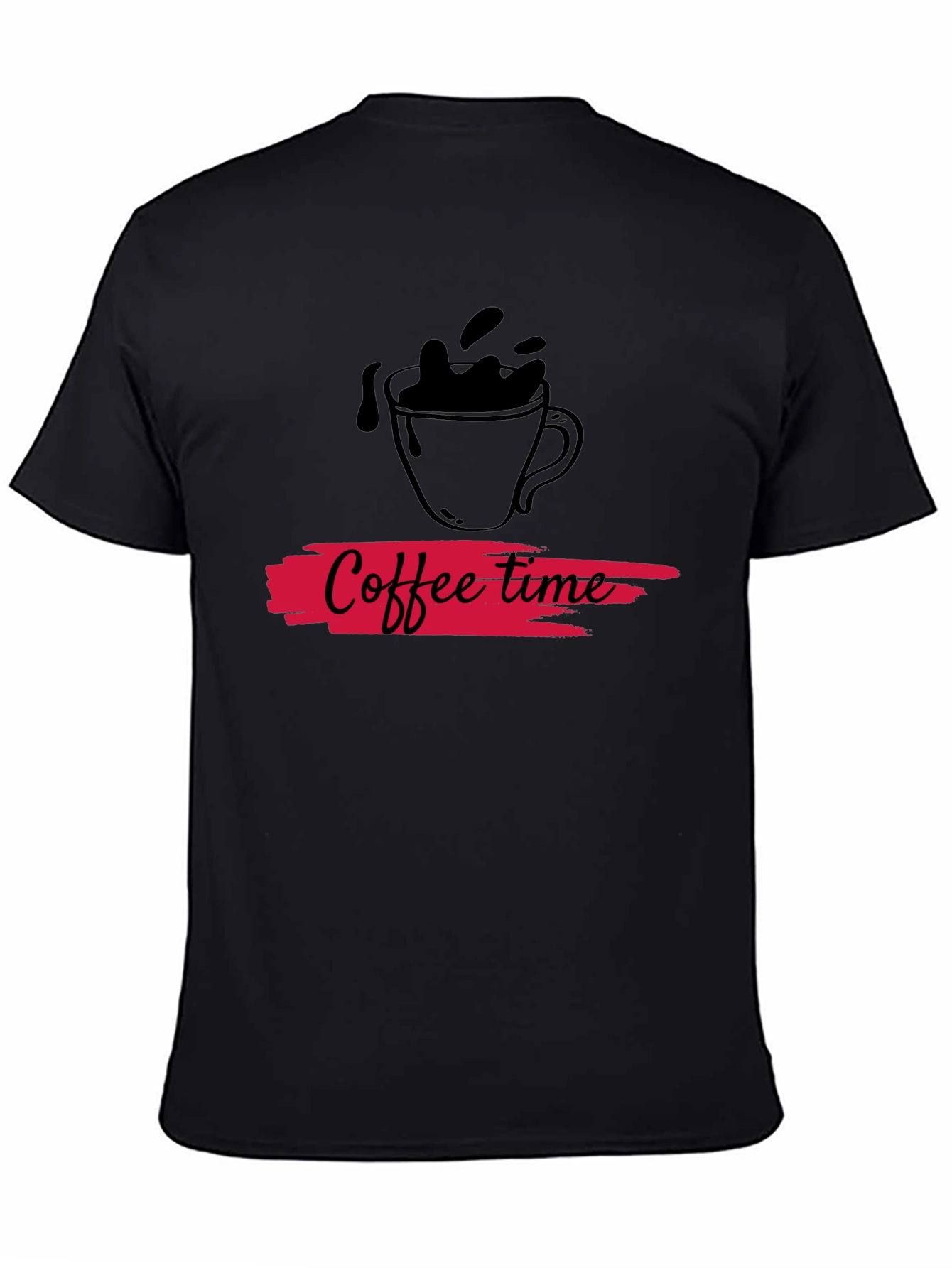 Coffee Time Graphic Tee - Black Cotton Casual T-Shirt