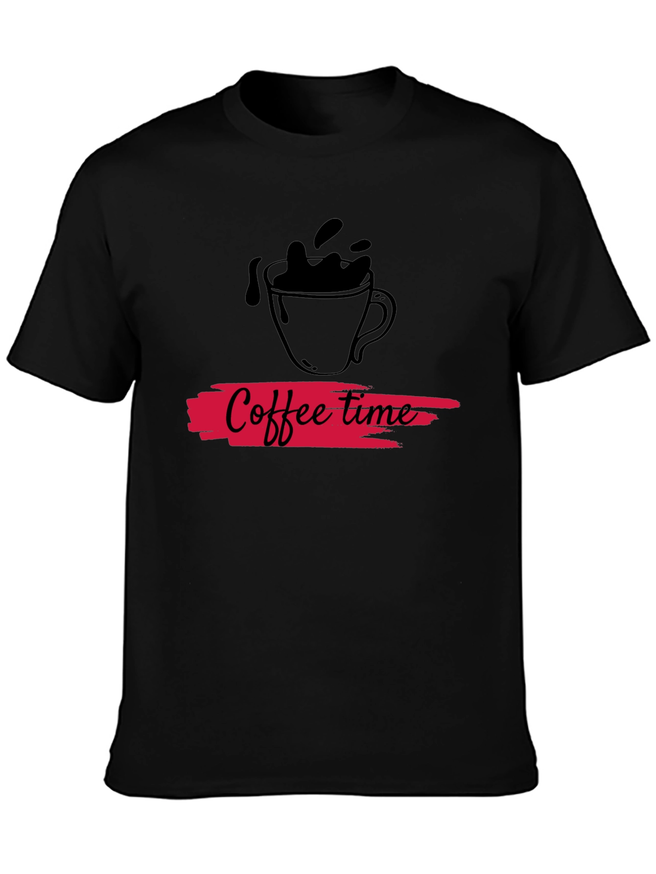 Coffee Time Graphic Tee - Black Cotton Casual T-Shirt