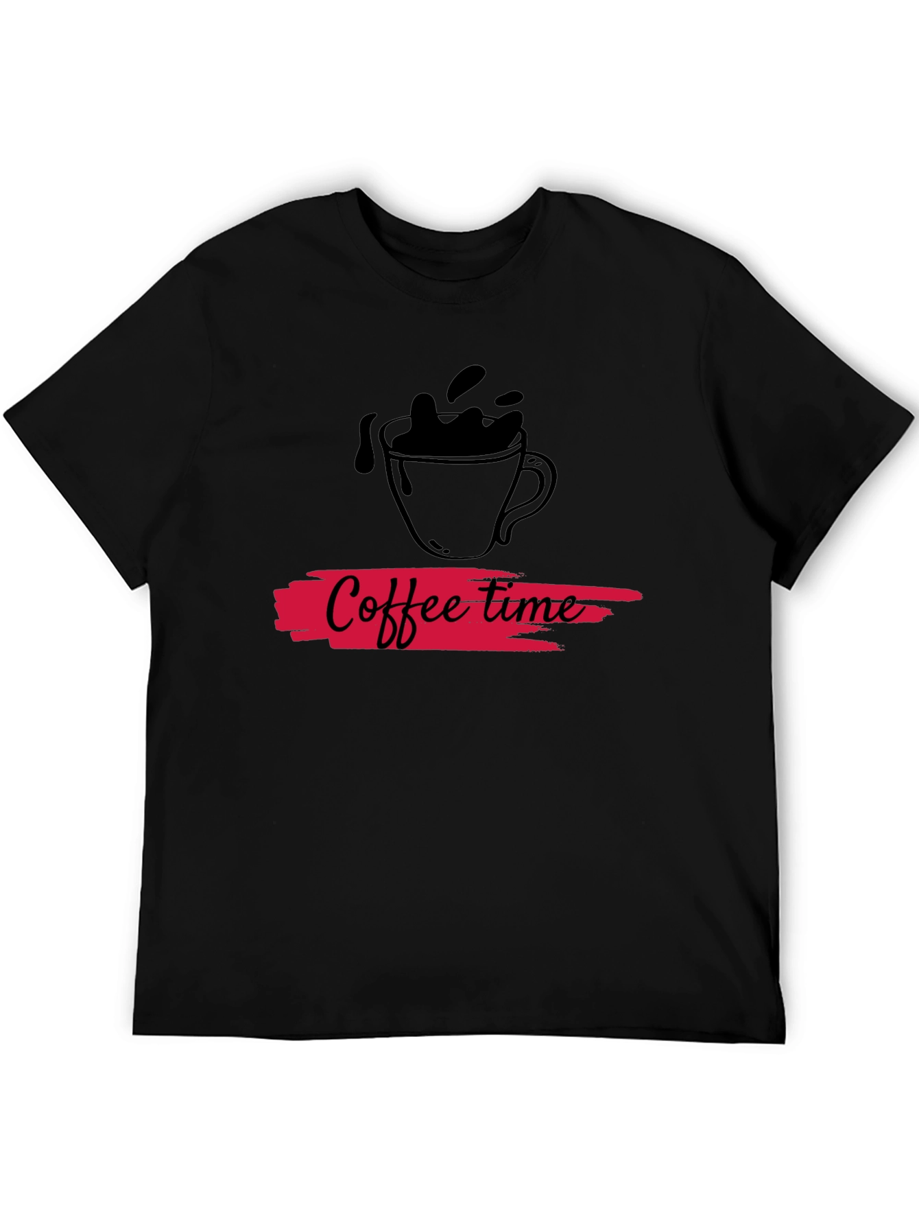 Coffee Time Graphic Tee - Black Cotton Casual T-Shirt
