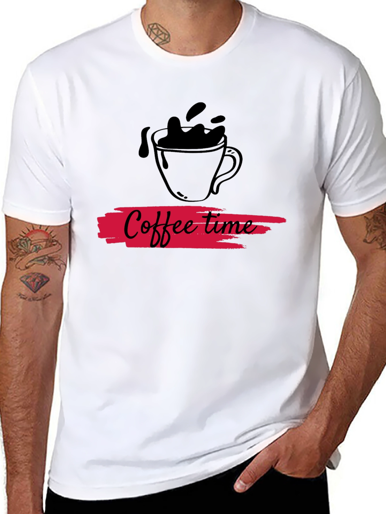 Coffee Time Graphic Tee - Black Cotton Casual T-Shirt