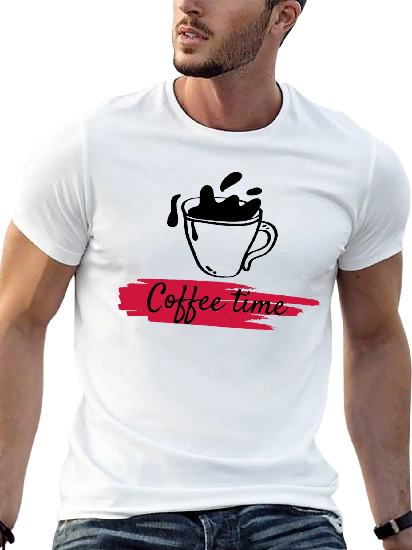 Coffee Time Graphic Tee - Black Cotton Casual T-Shirt
