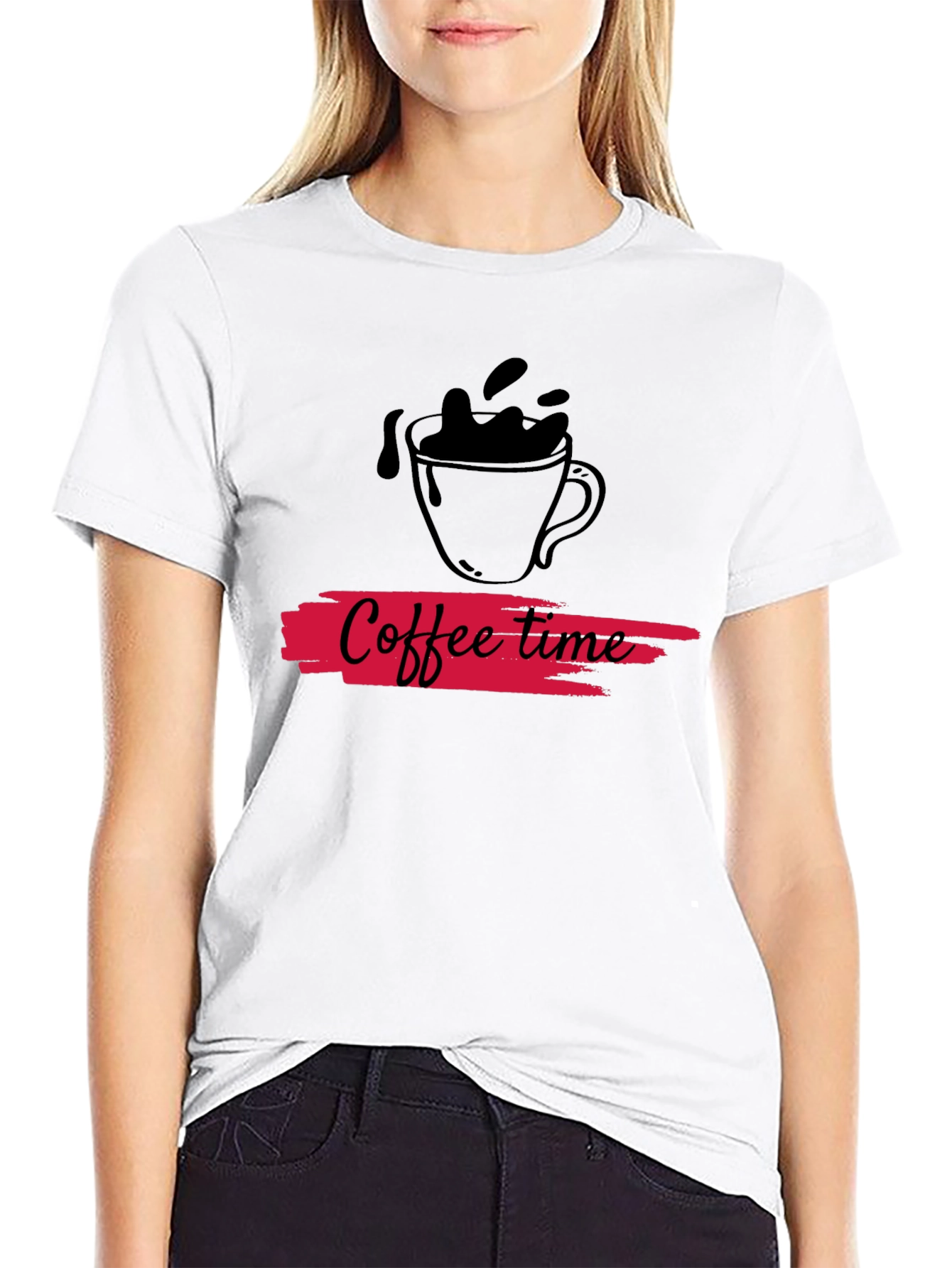 Coffee Time Graphic Tee - Black Cotton Casual T-Shirt