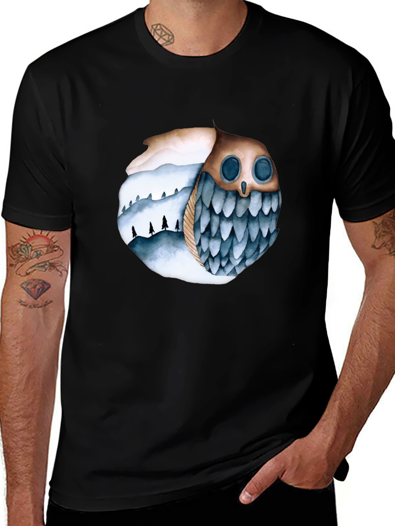 Owl and Mountain T-Shirt